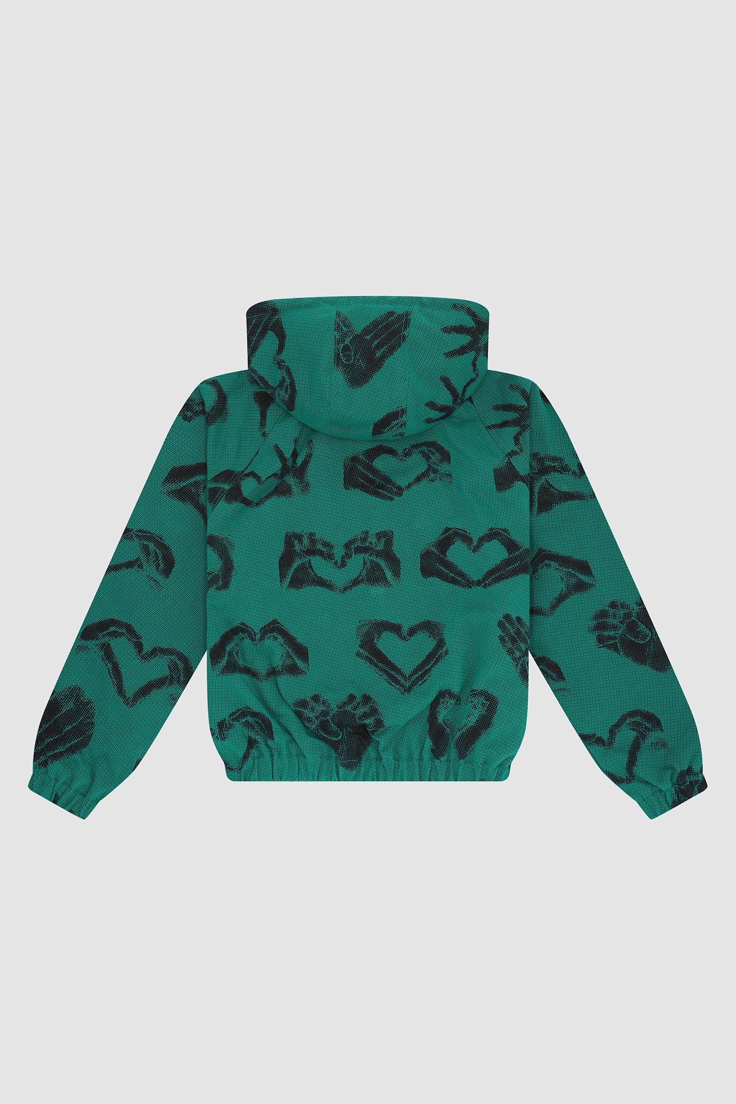 Hands Print Jacket in Green, front view