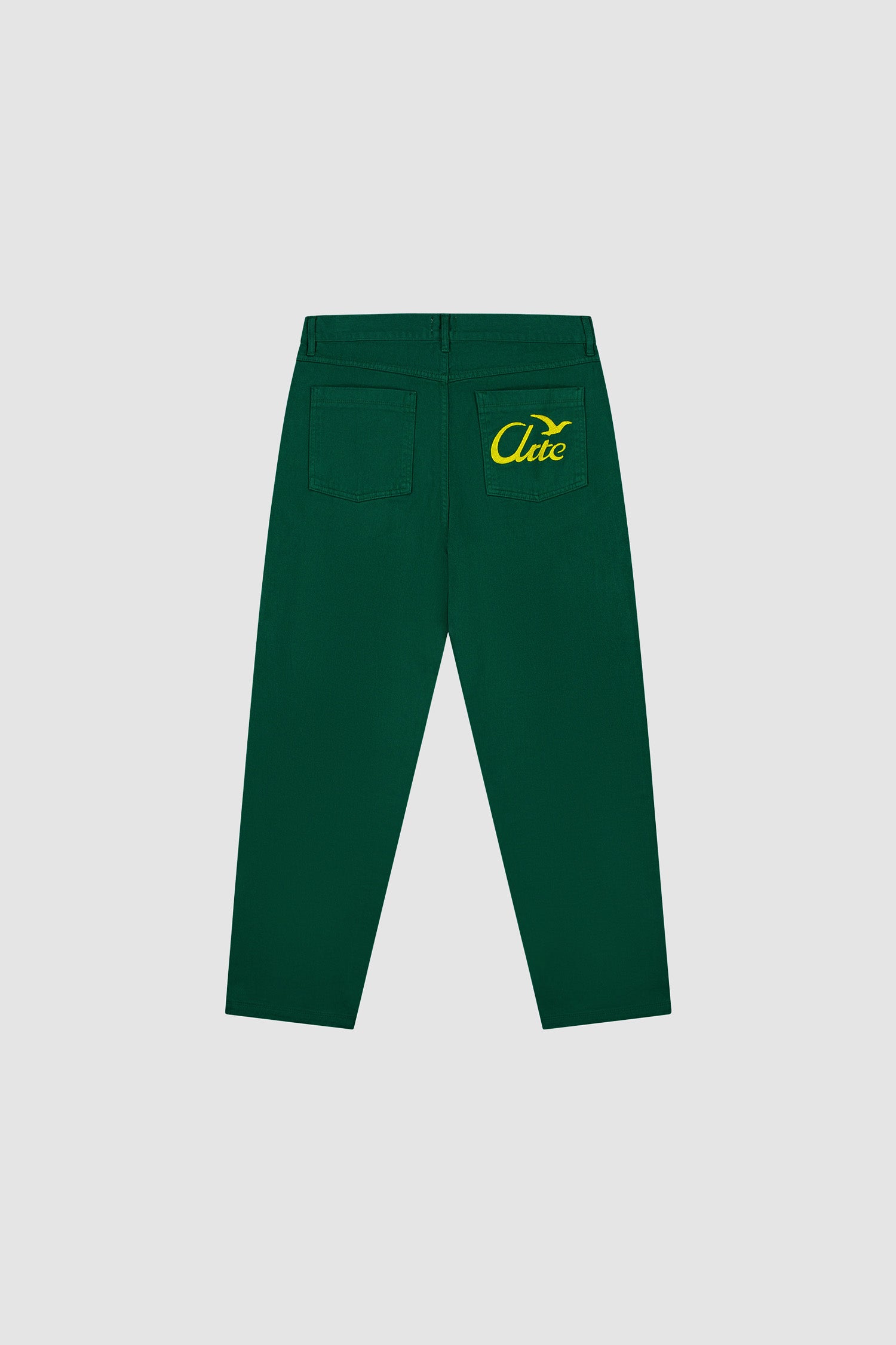 Back Bird Pants in Green, front view