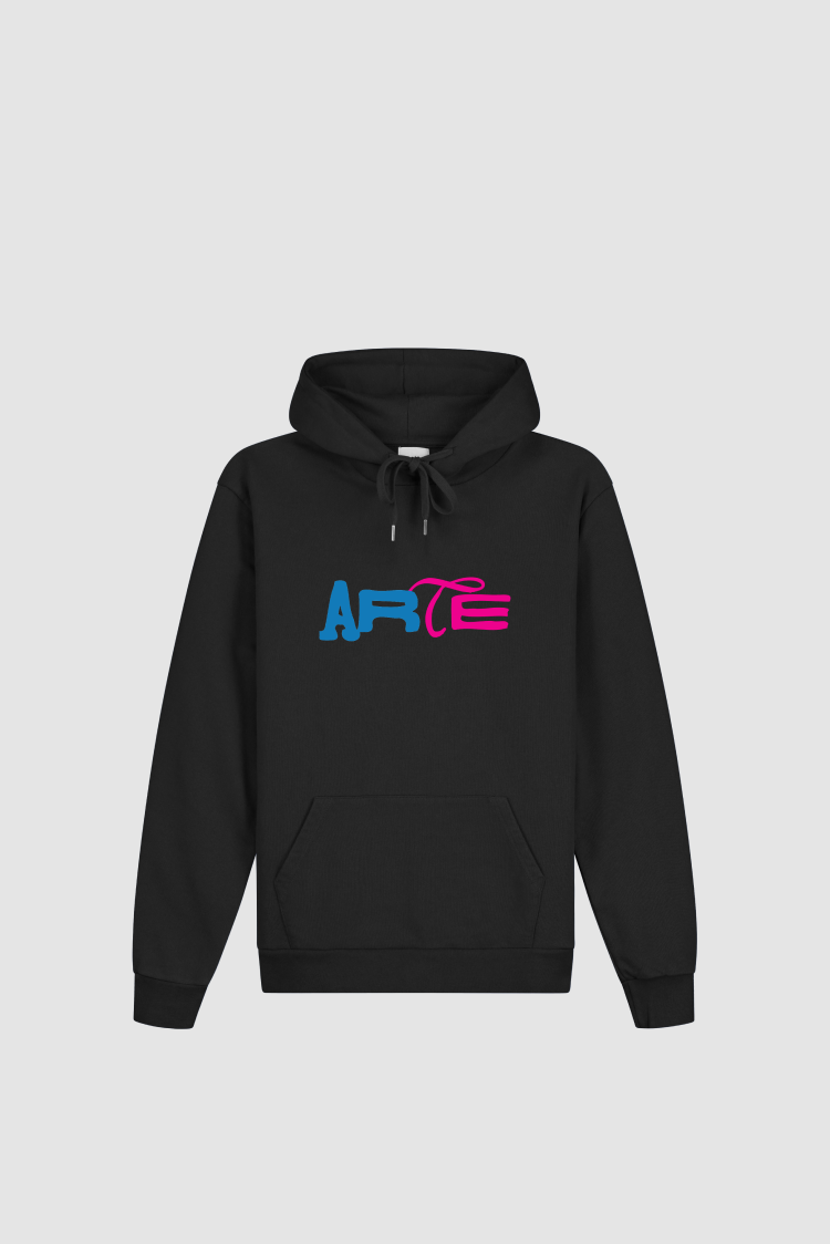 Duo Logo Hoodie in Black, front view