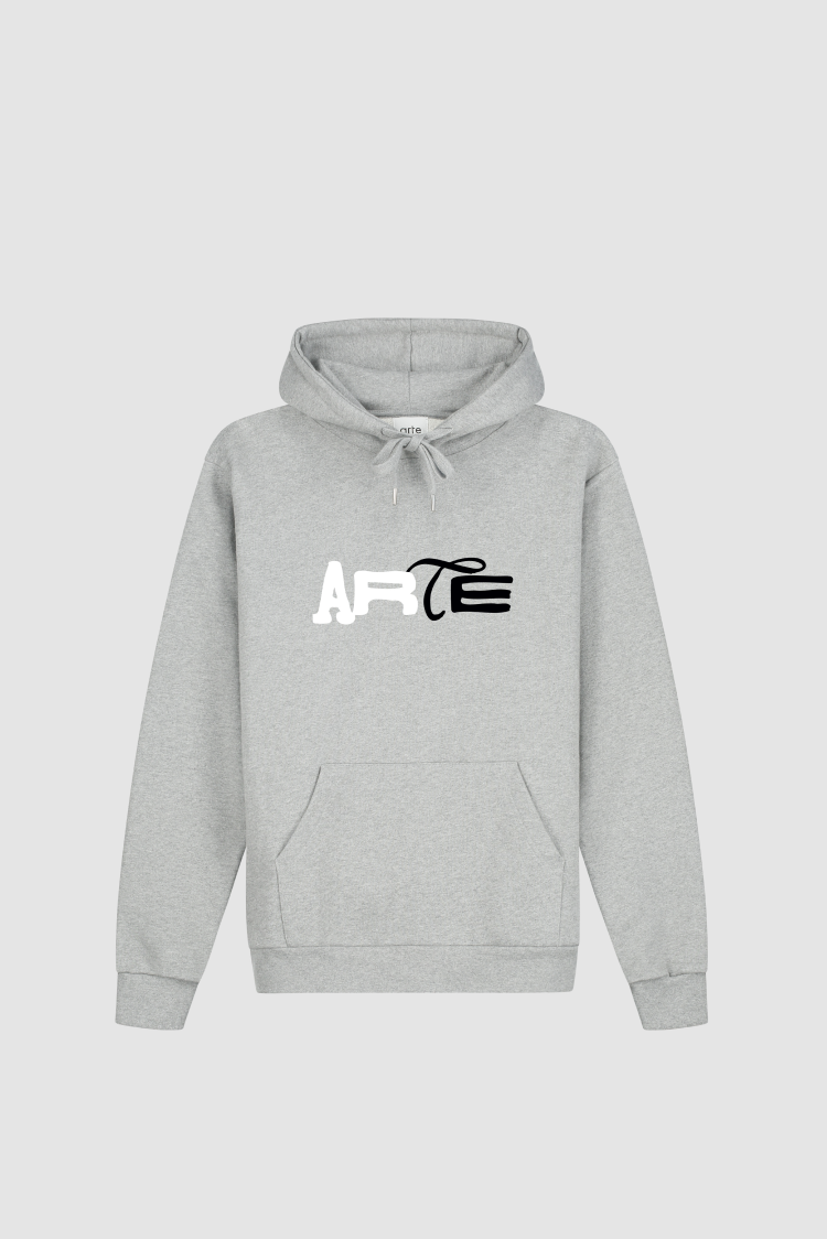 Duo Logo Hoodie in Grey, front view