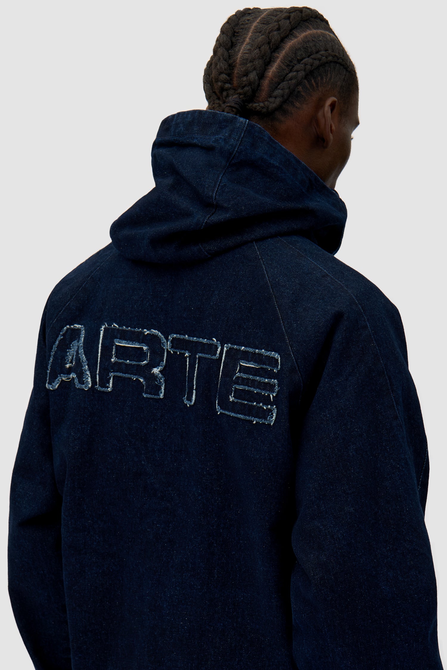 Detail view of Denim Tech jacket in Navy