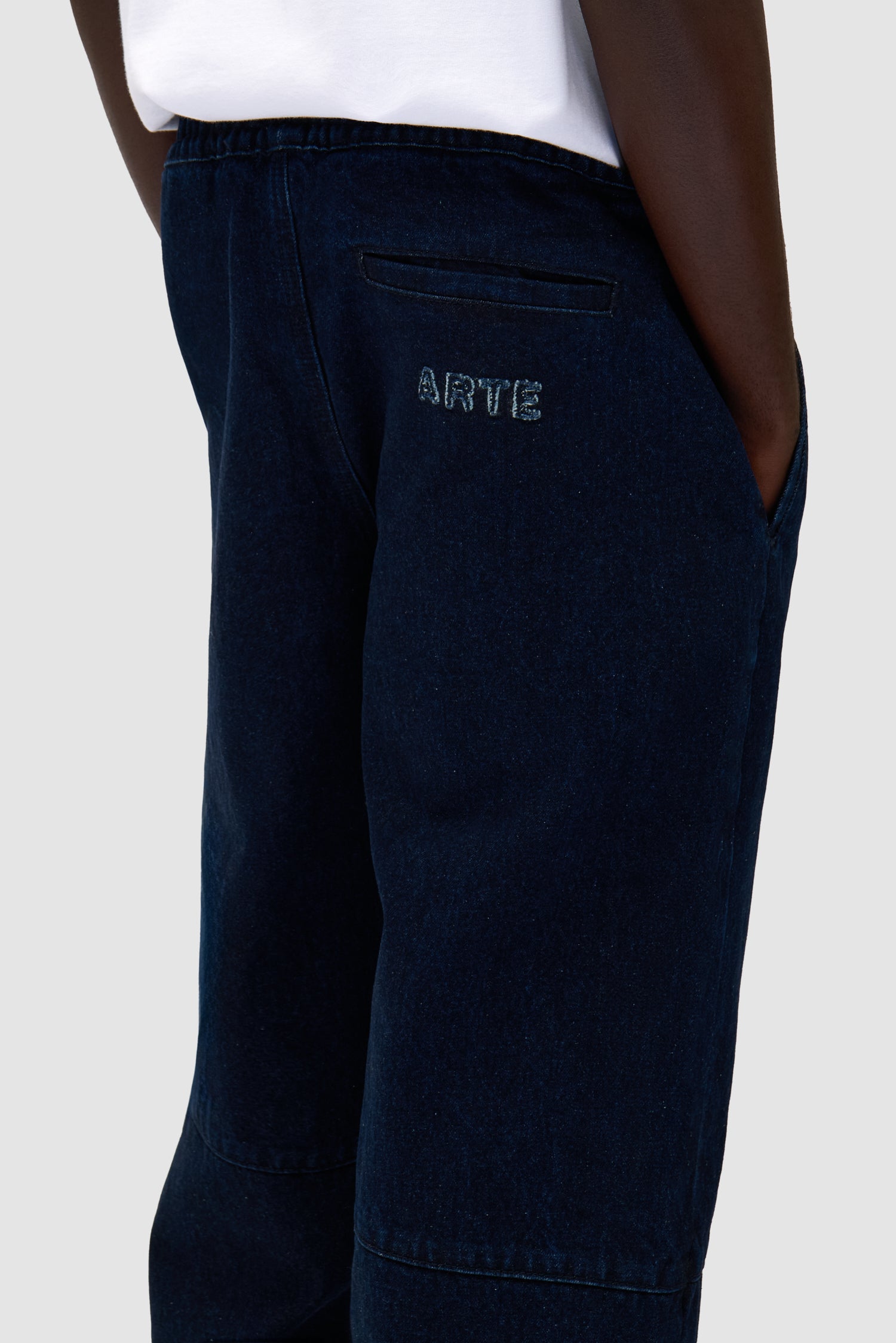Detail view of Denim Tech Pants in Navy