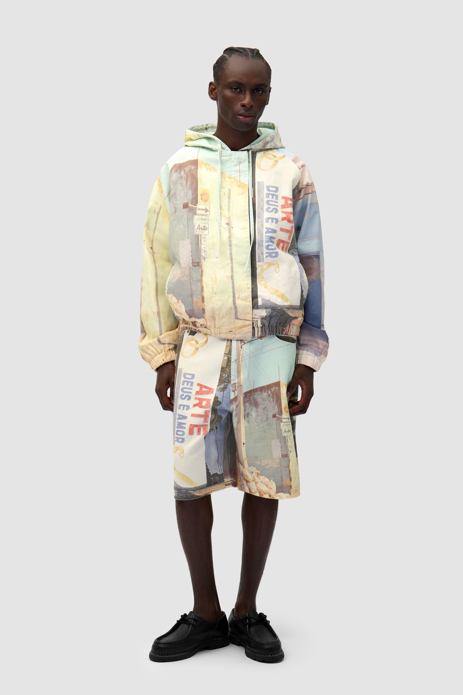 Photo Allover Jacket in Photos Print worn by a model, full-body front view