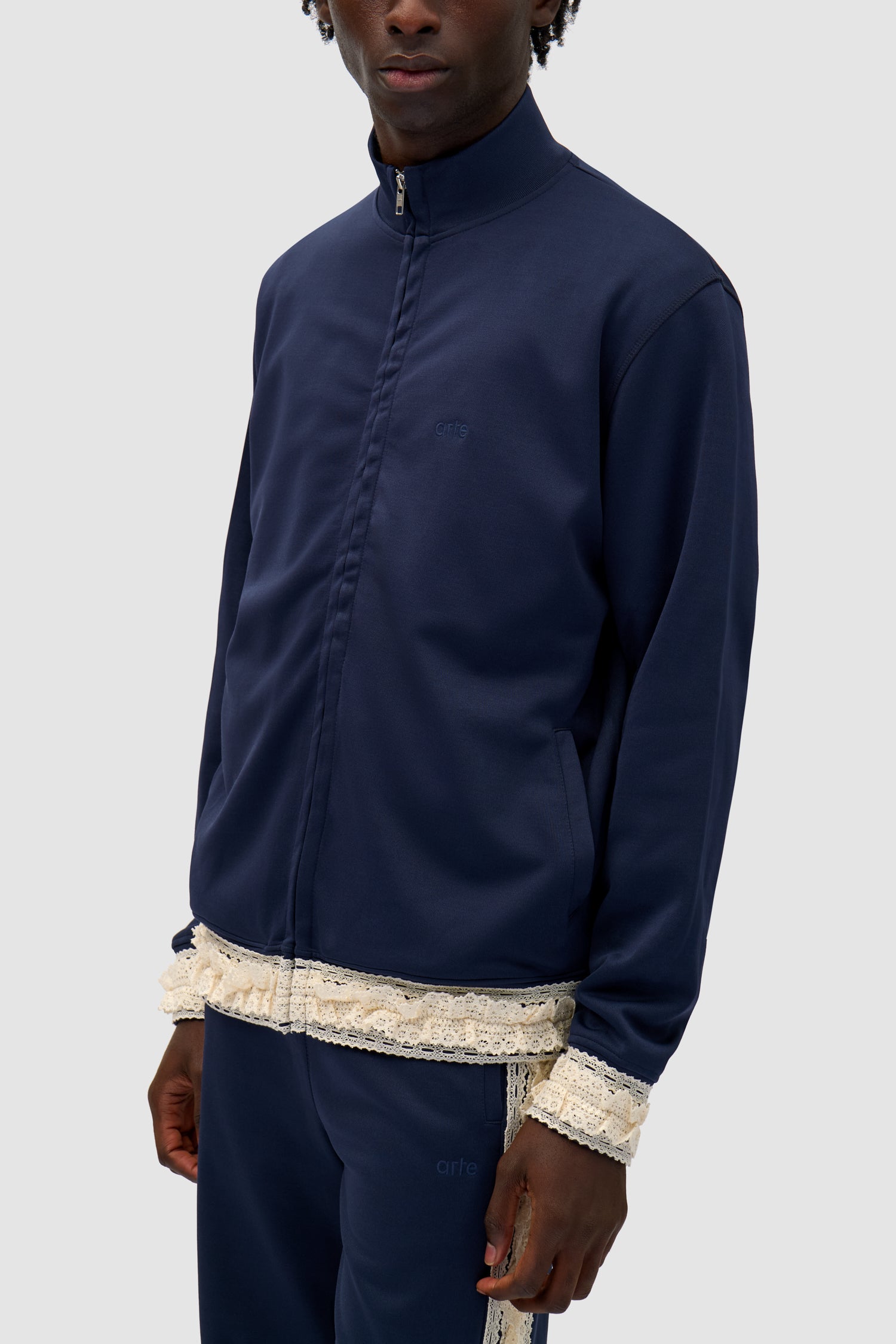 Trim Jacket in Navy, front view