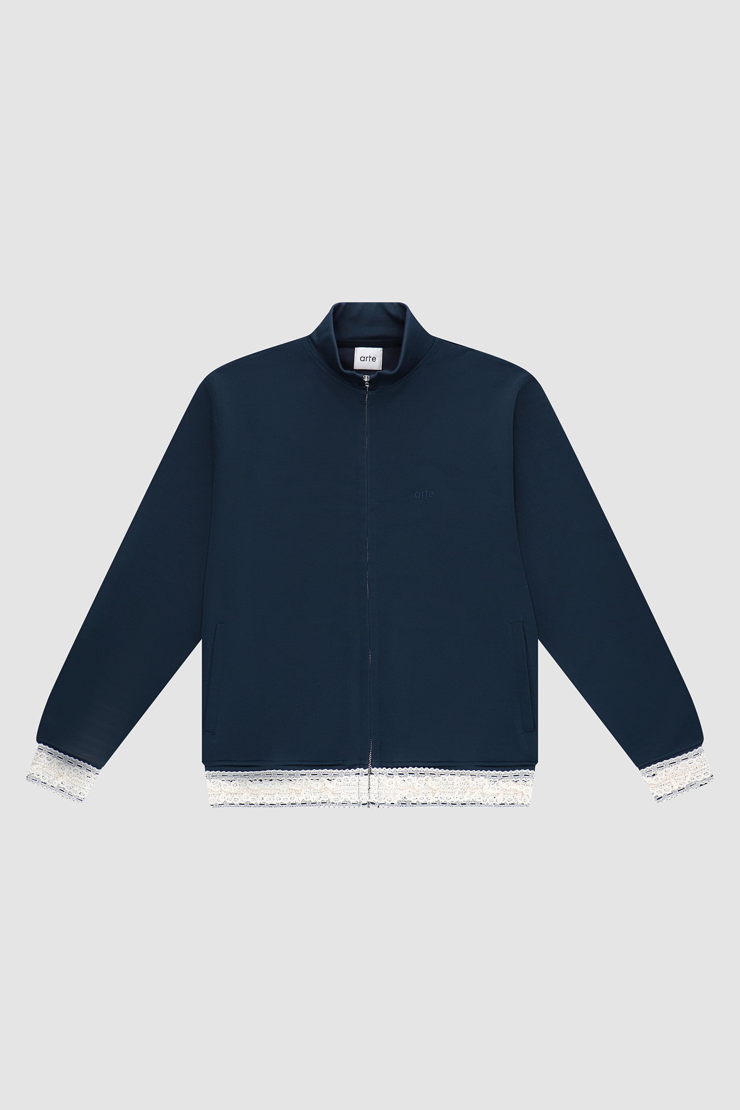 Trim Jacket in Navy, front view