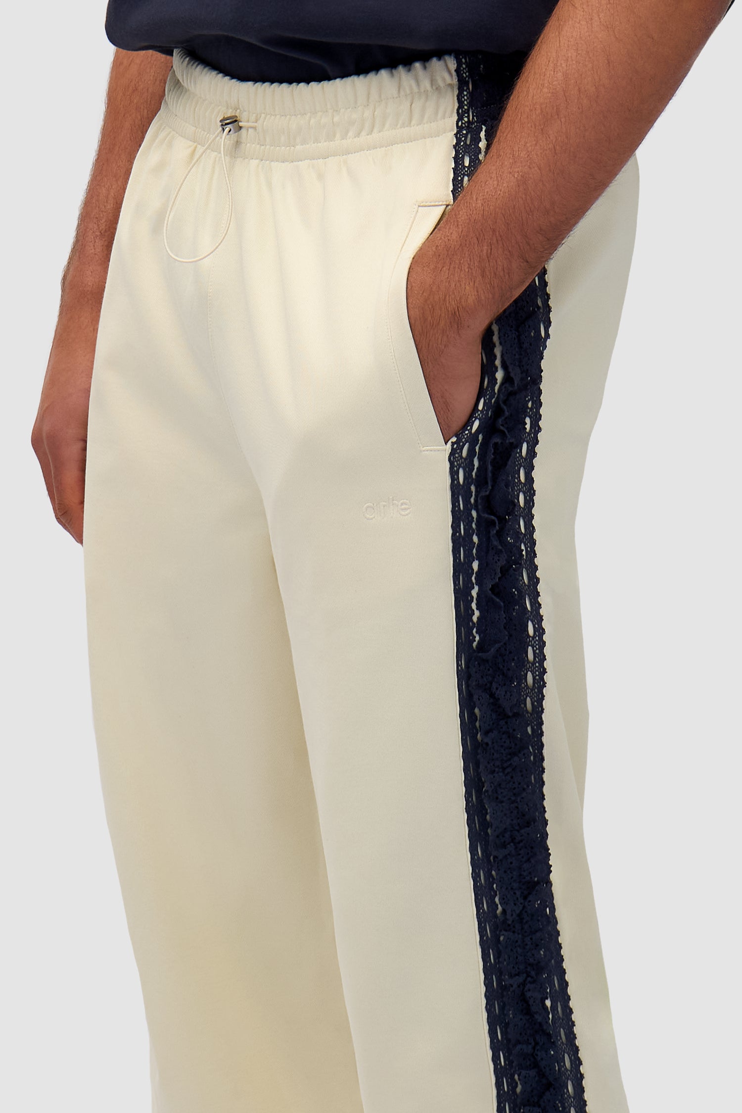 Trim Pants in Cream, front view