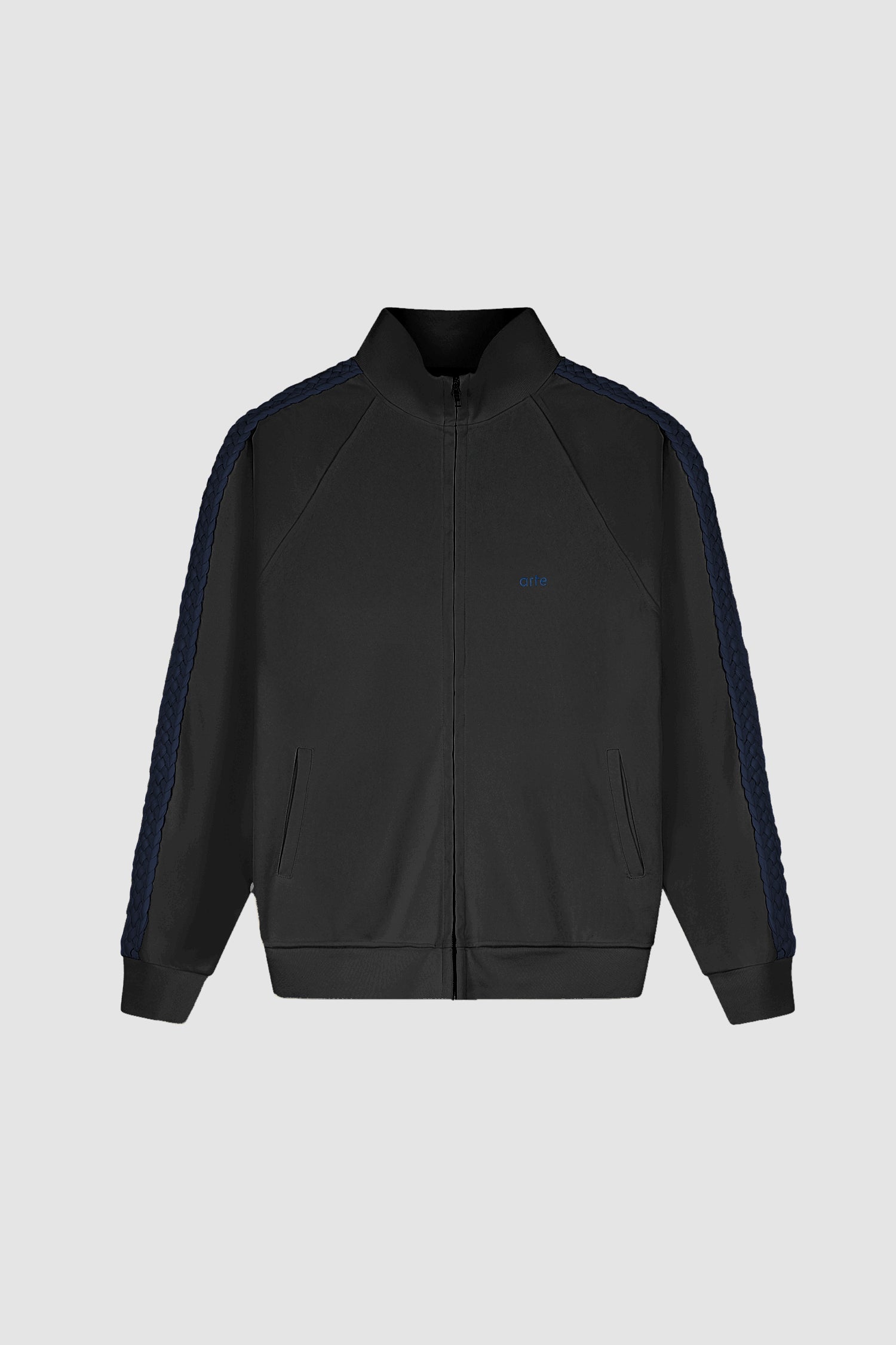 Braid Strip Jacket in Black, front view