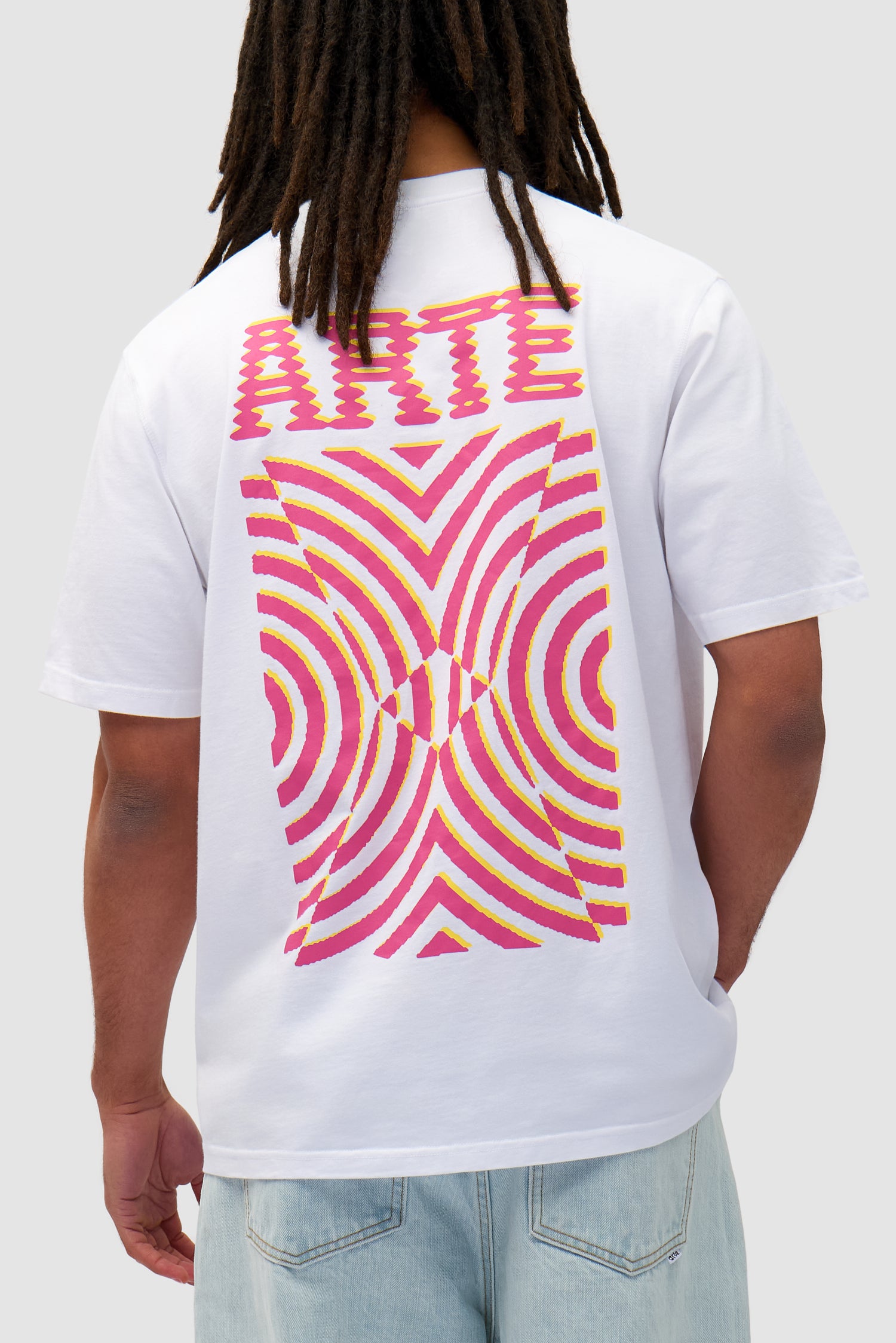 Detail view of Mural Back Print T-shirt in White