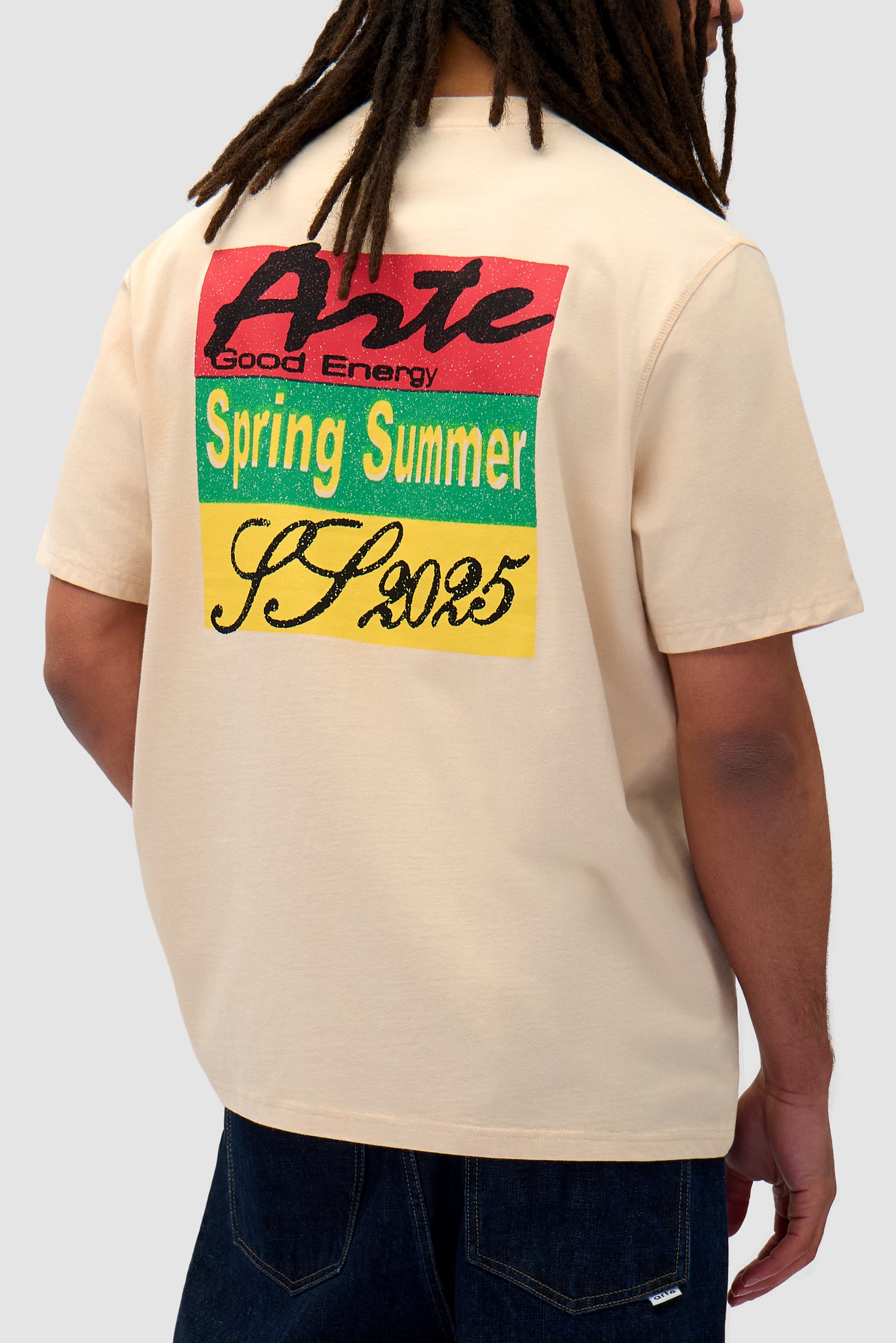 Detail view of Multicolor Print T-shirt in Cream