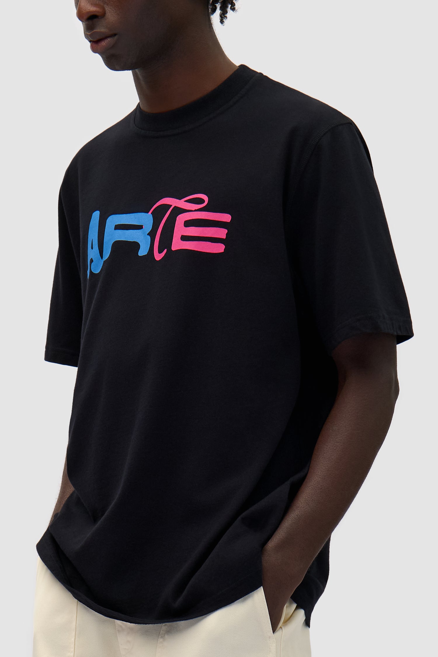 Detail view of Duo Print Logo T-shirt in Black