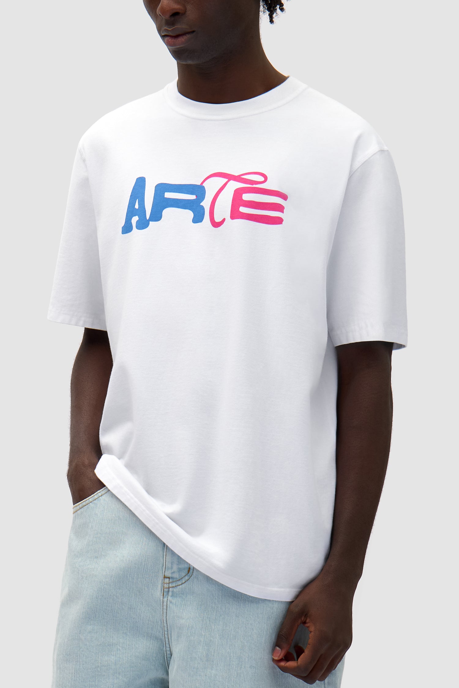 Detail view of Duo Print Logo T-shirt in White