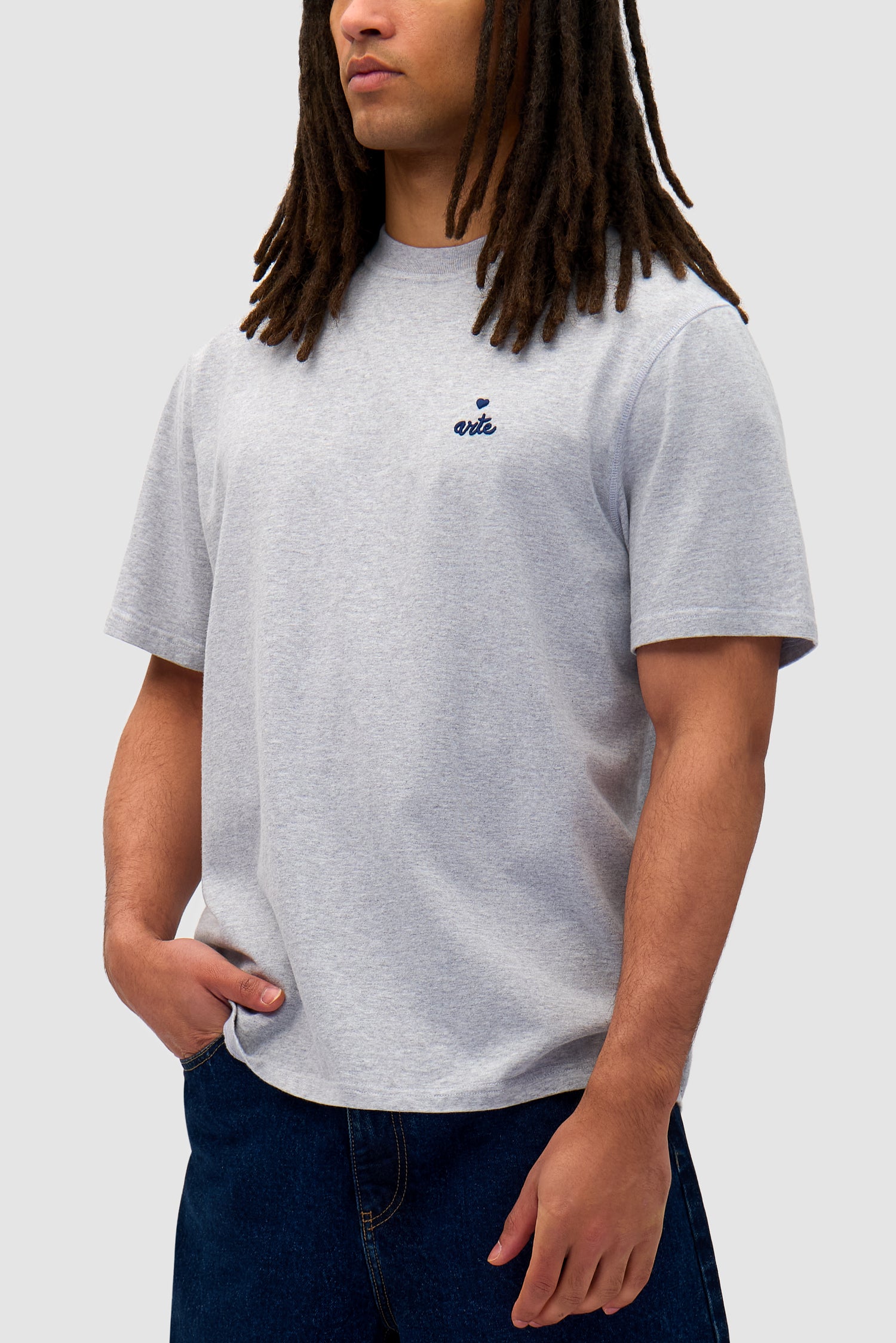 Detail view of Heart Logo T-shirt in Grey