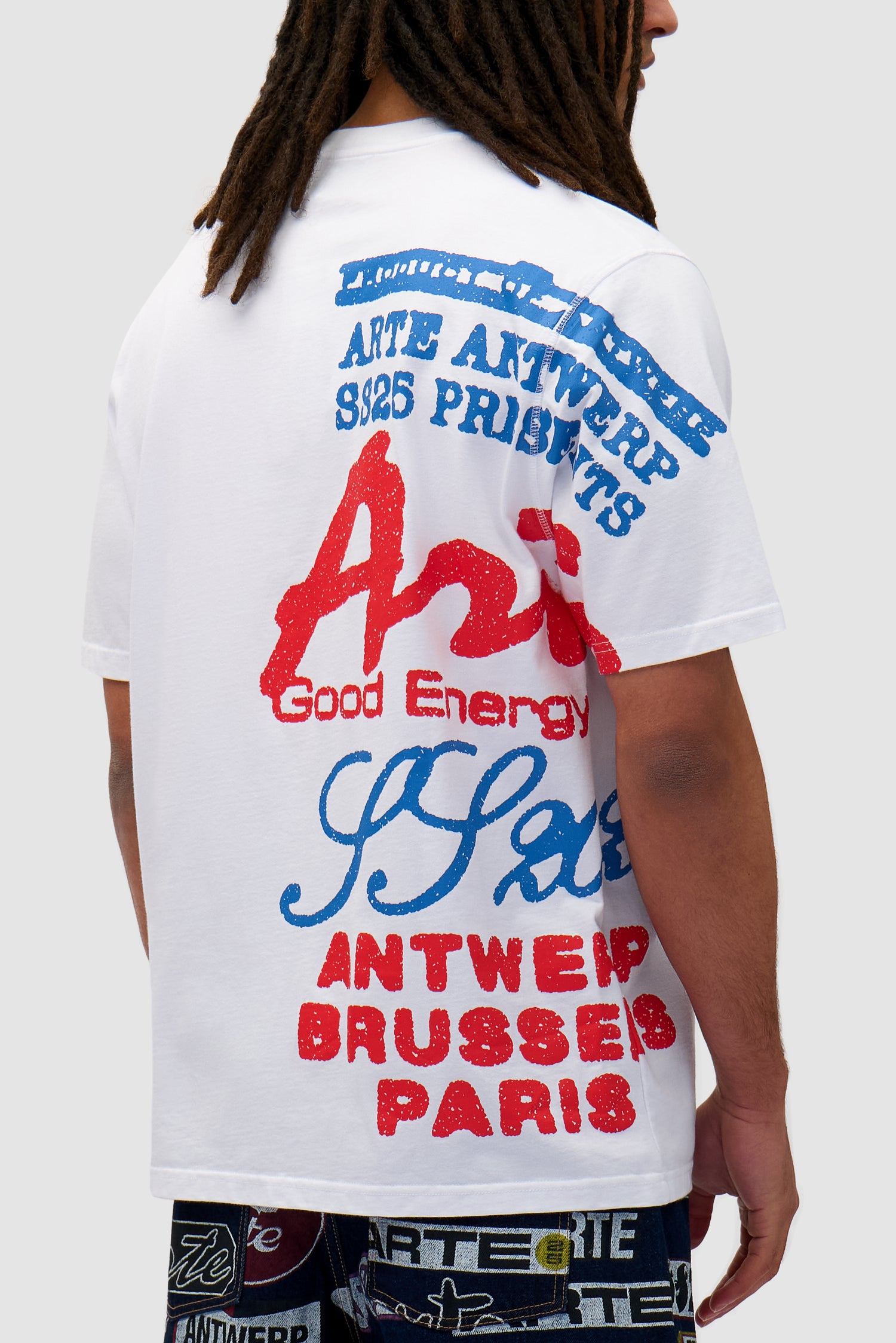 Detail view of Side Print T-shirt in White