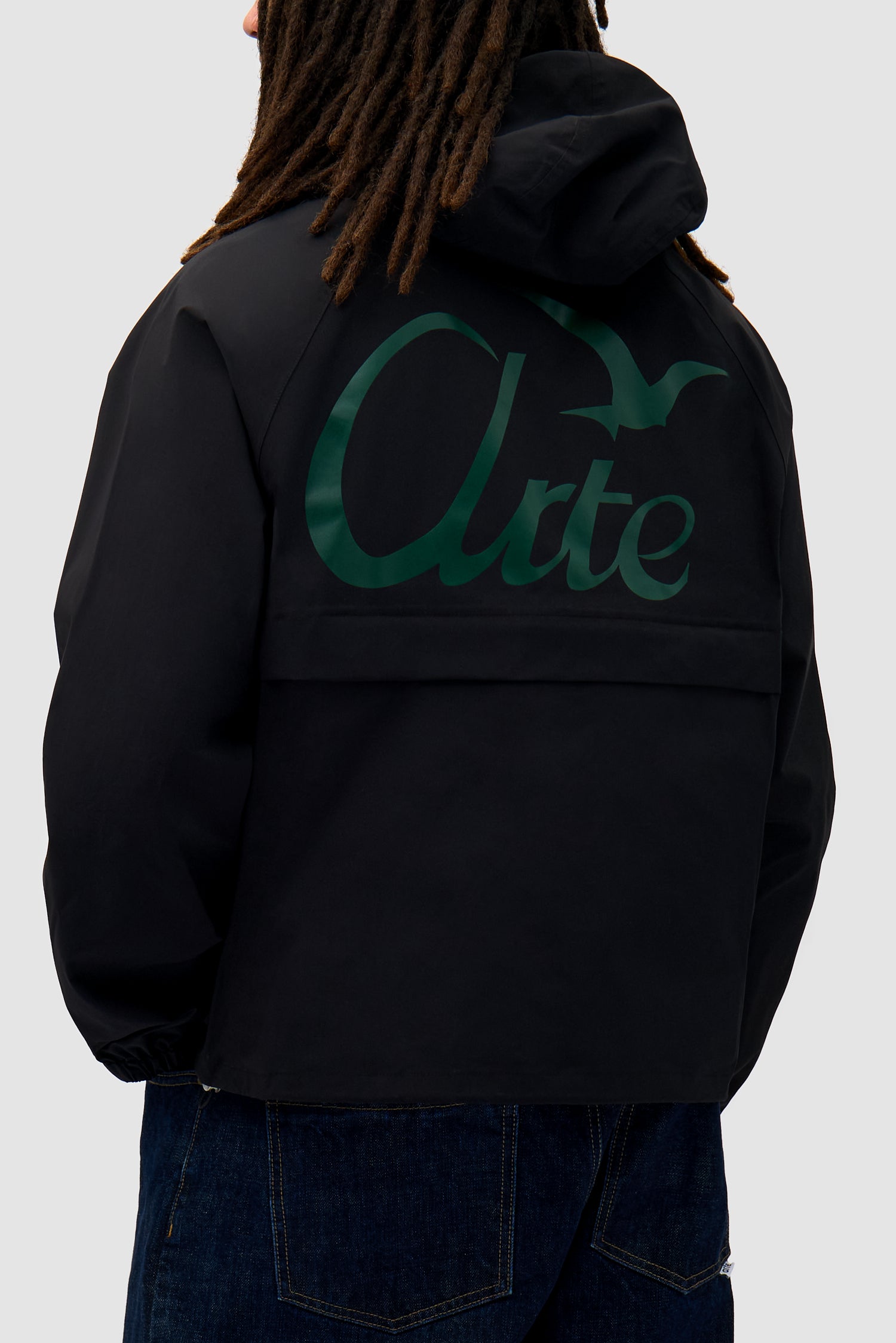 Detail view of Bird Logo Anorak in Black