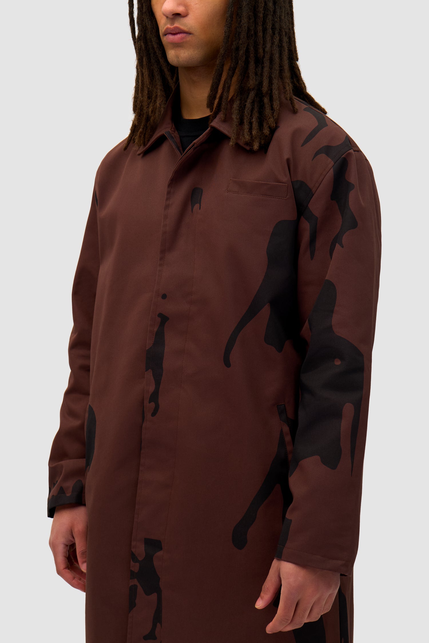Detail view of Printed People Brown Coat in Brown/Black
