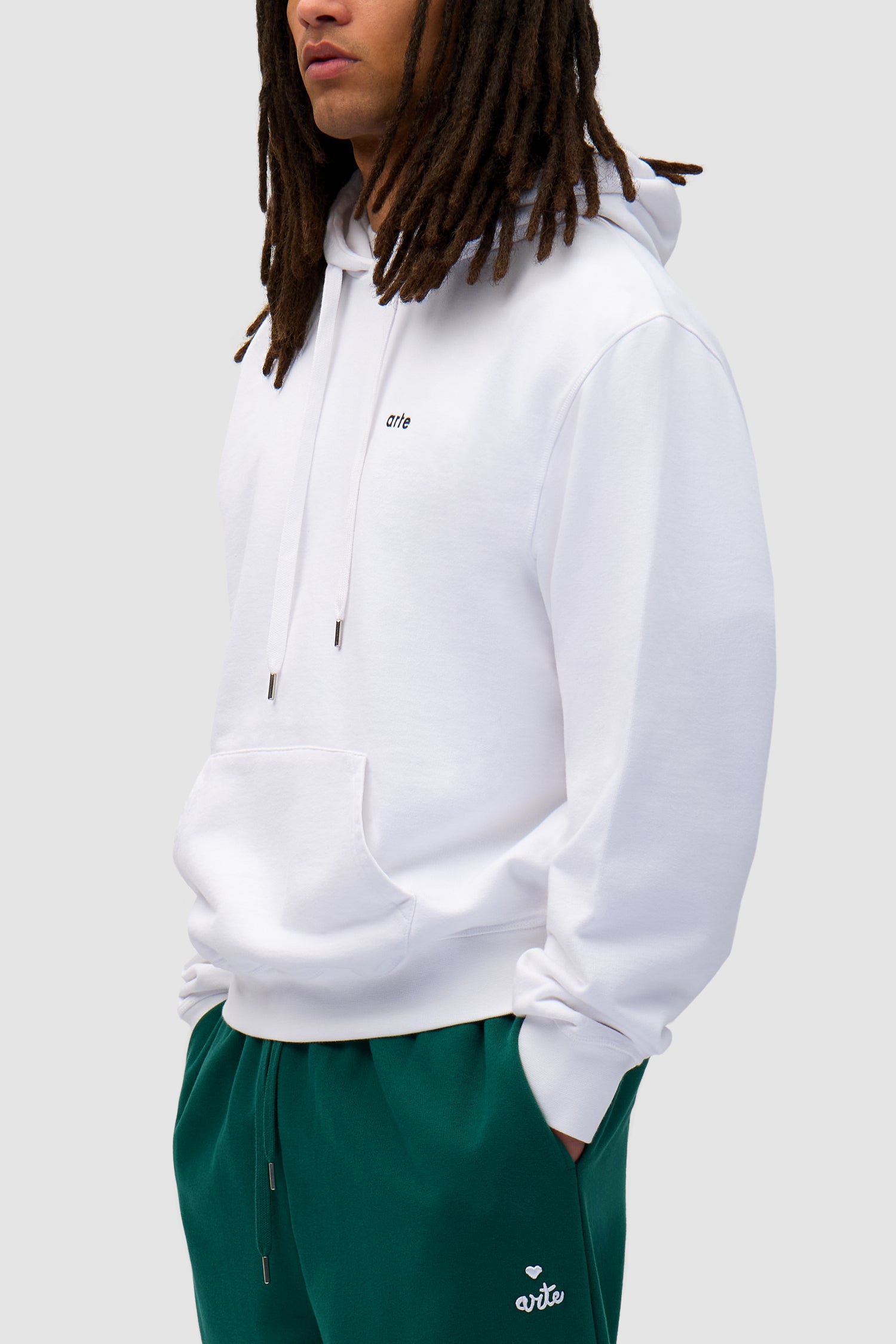 Detail view of Energy Print Hoodie in White