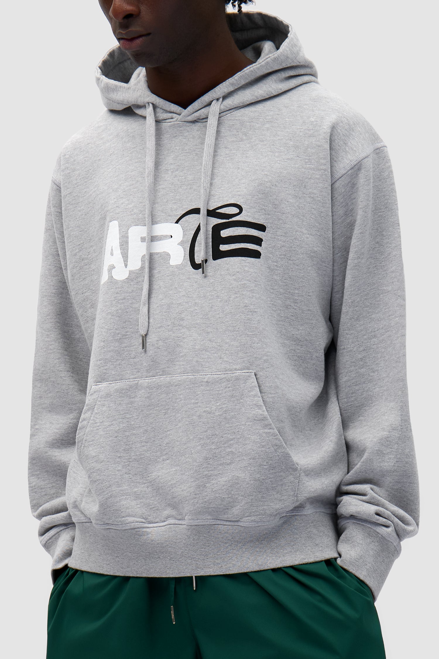 Detail view of Duo Logo Hoodie in Grey