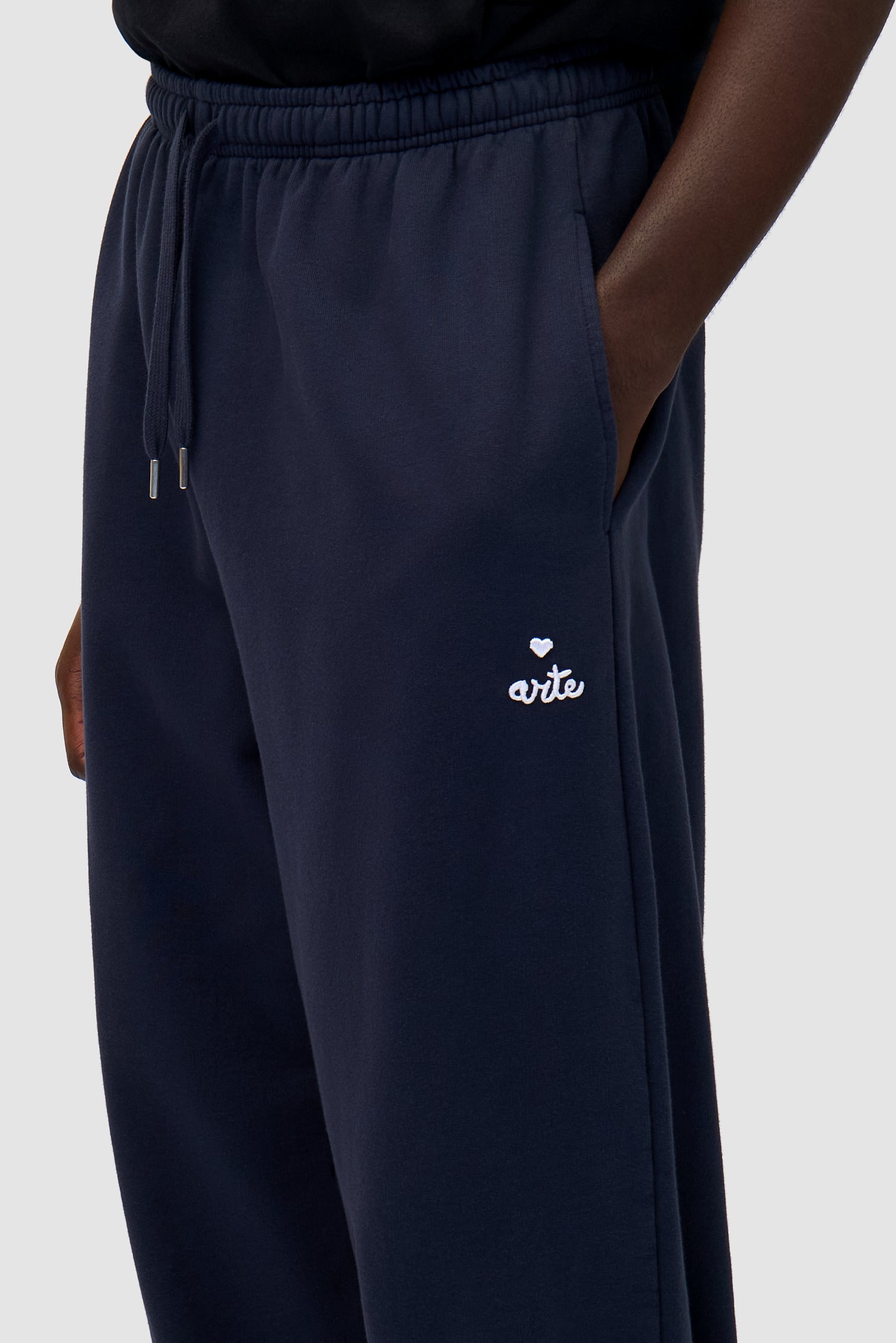 Detail view of Heart Logo Sweatpants in Navy