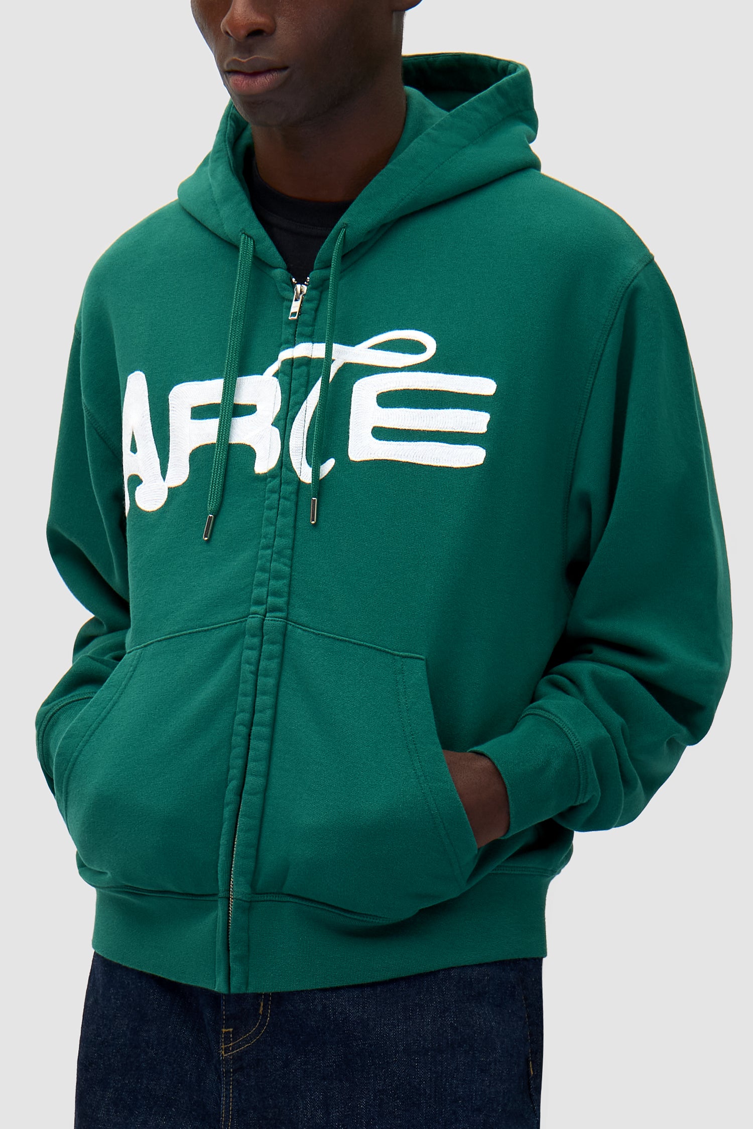 Detail view of Energy Zip Hoodie in Green