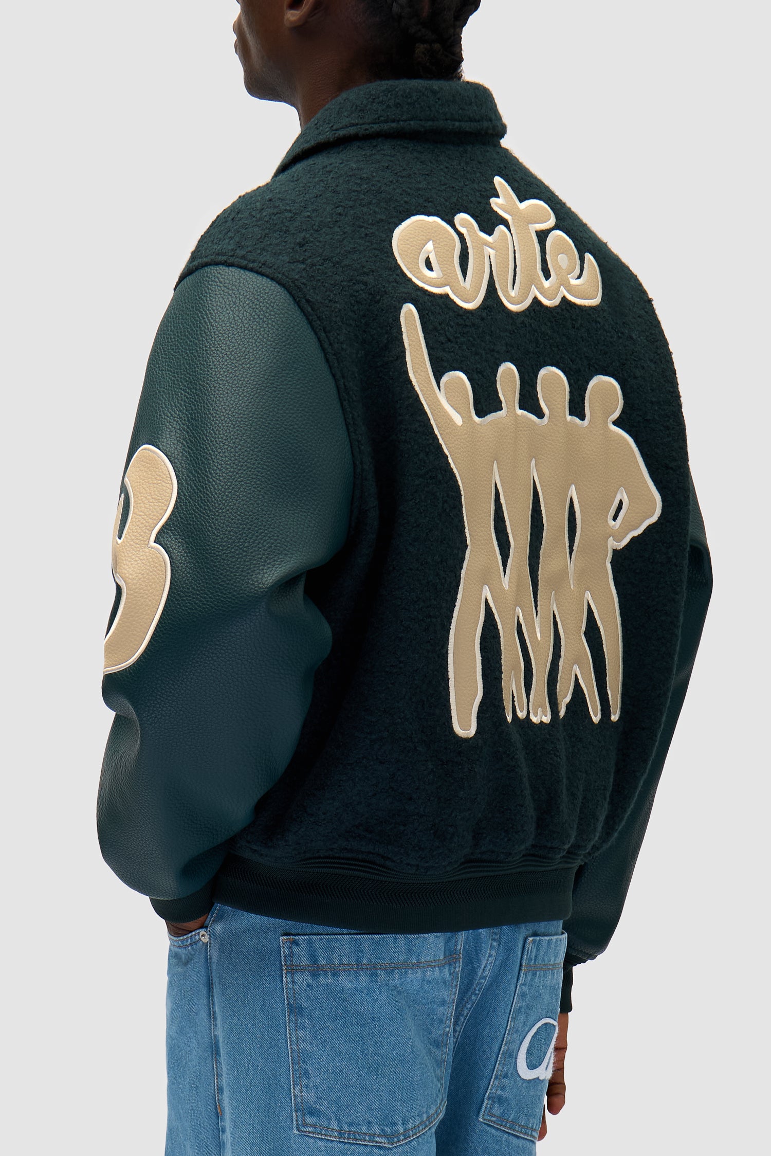 Detail view of Varsity Jacket in Green