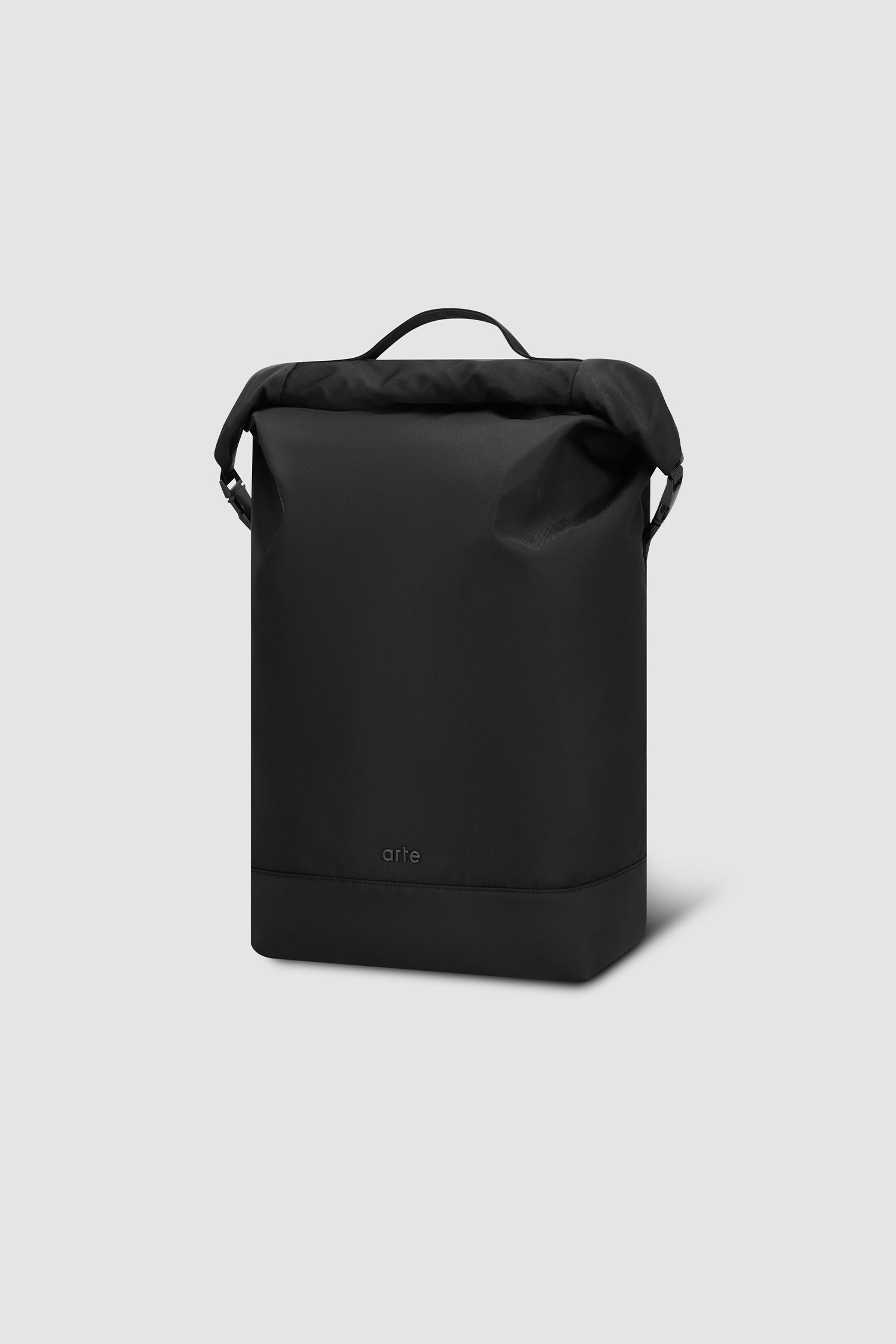 Roll-up Backpack Nylon in Black, front view