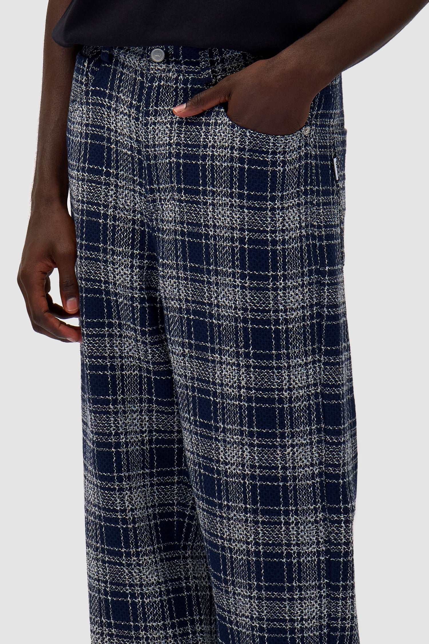 Detail view of Square Fabric Pants in Plaid