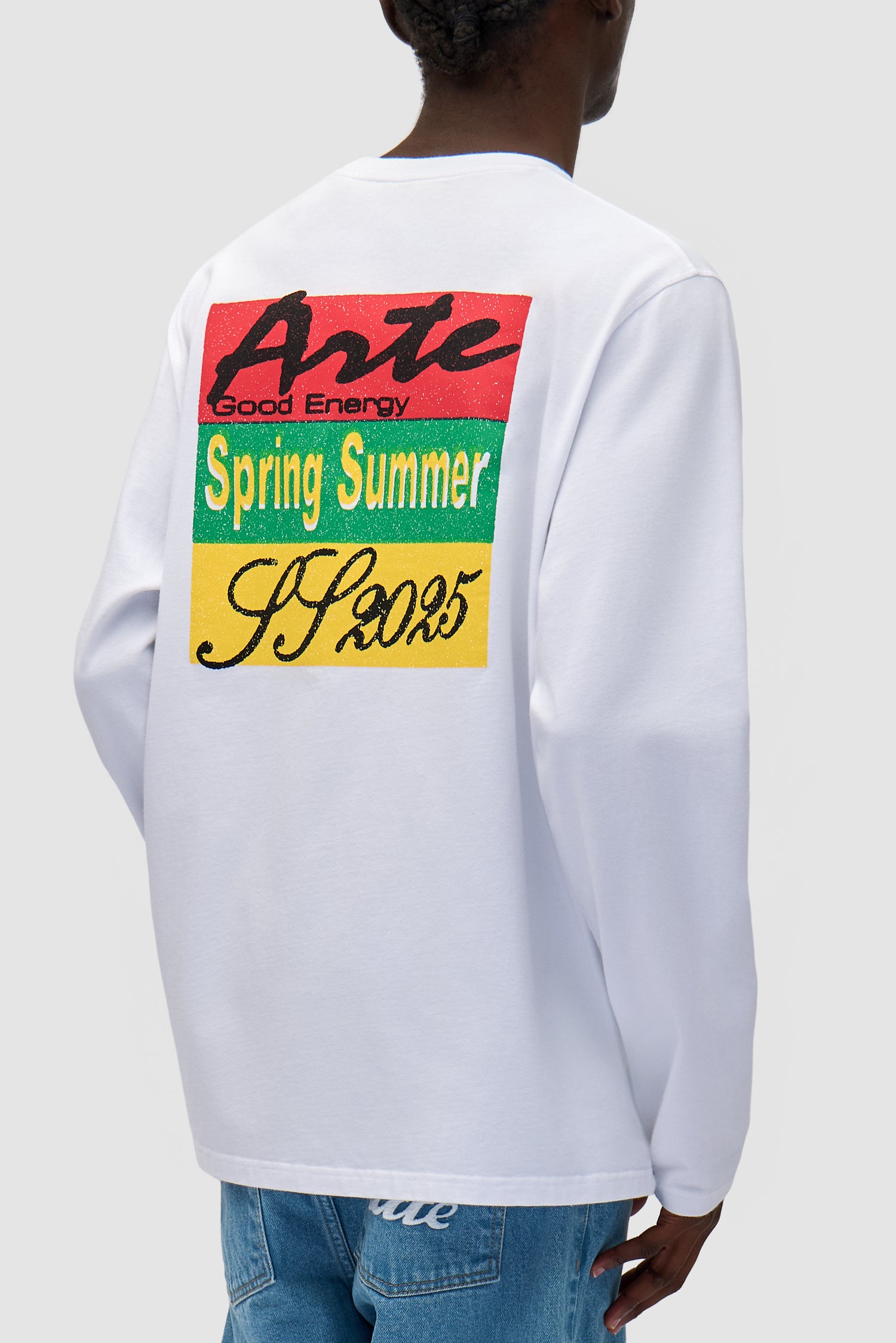 Detail view of Color Print Longsleeve in White