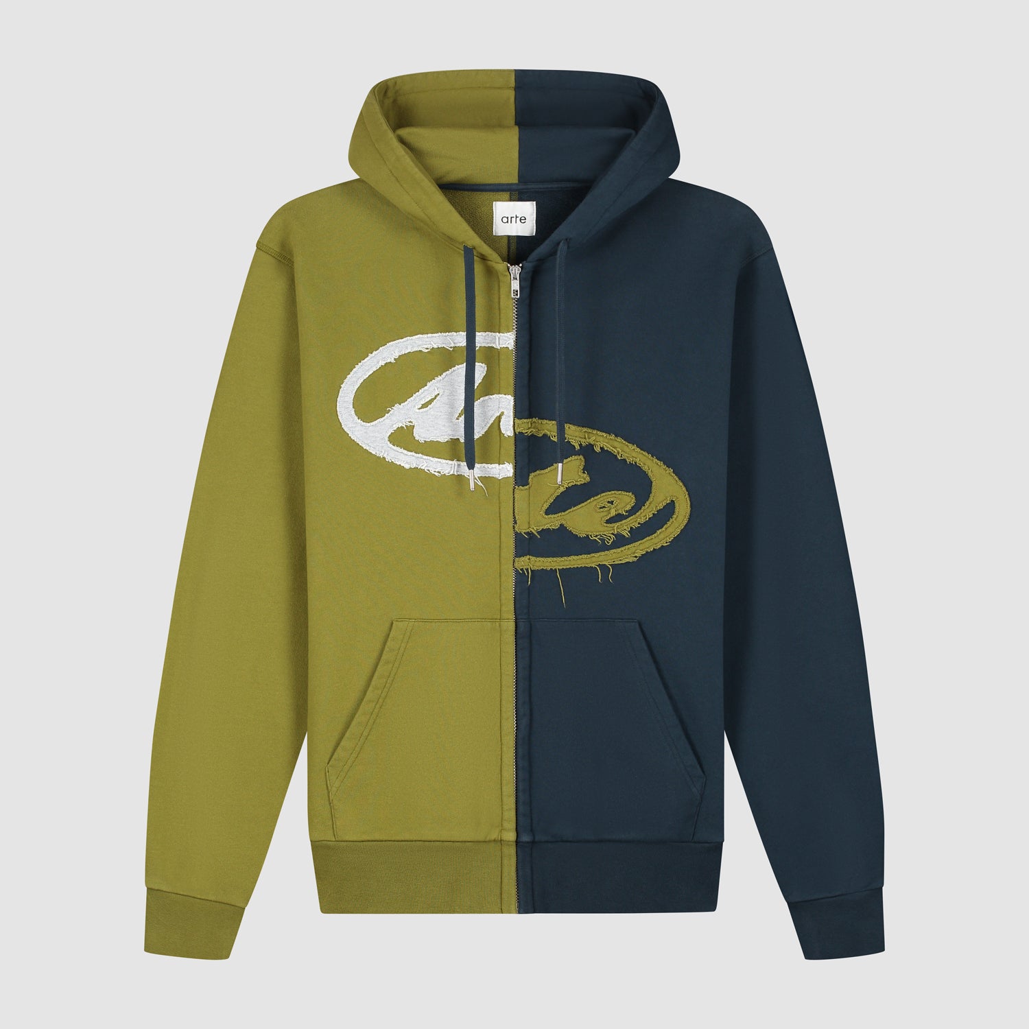 Split Patch Zip Hoodie - Green/Navy – Arte Antwerp