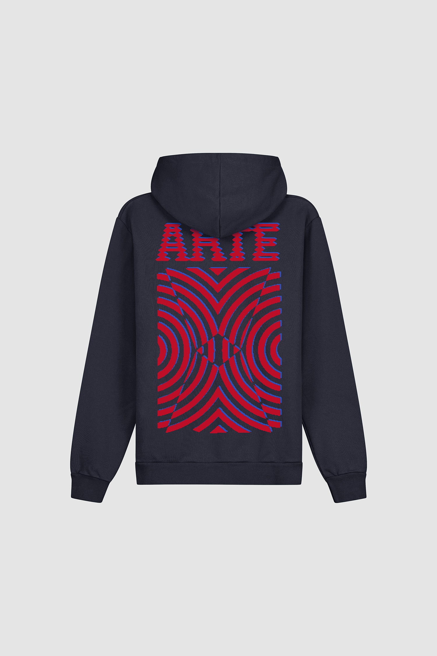 Mural Back Print Hoodie in Navy, front view