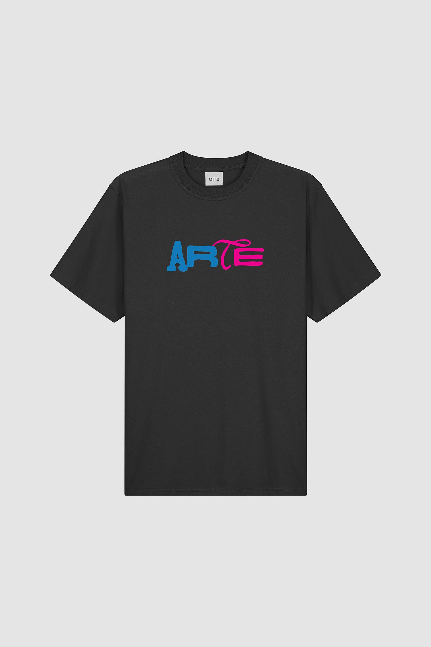 Duo Print Logo T-shirt in Black, front view