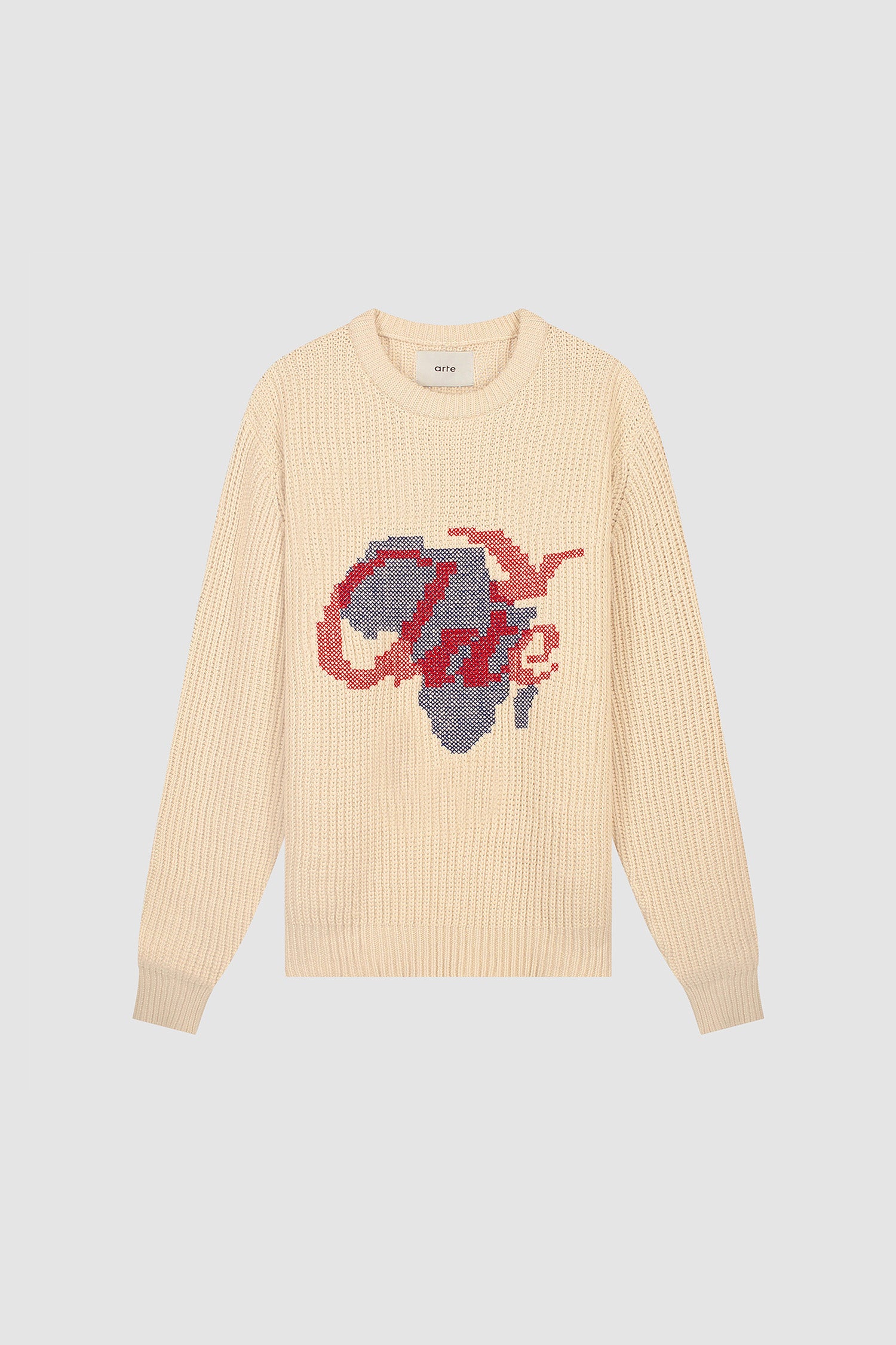 Cross Stitch Knit in Cream, front view