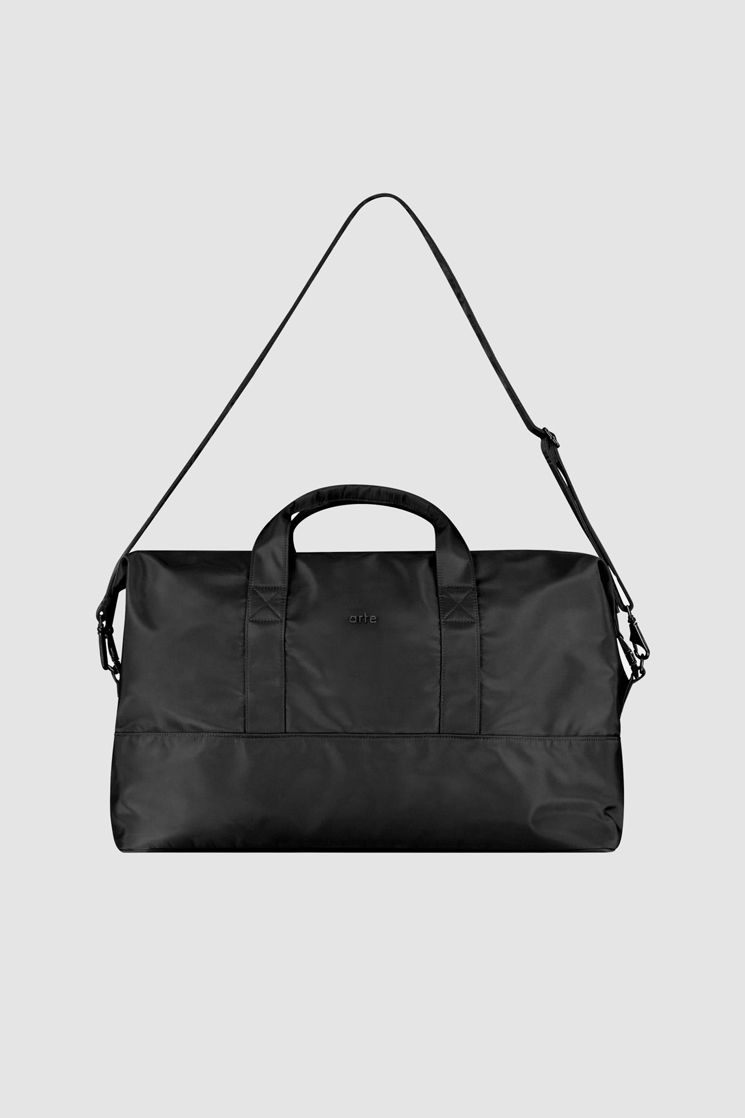 Nylon Duffle Bag in Black, front view