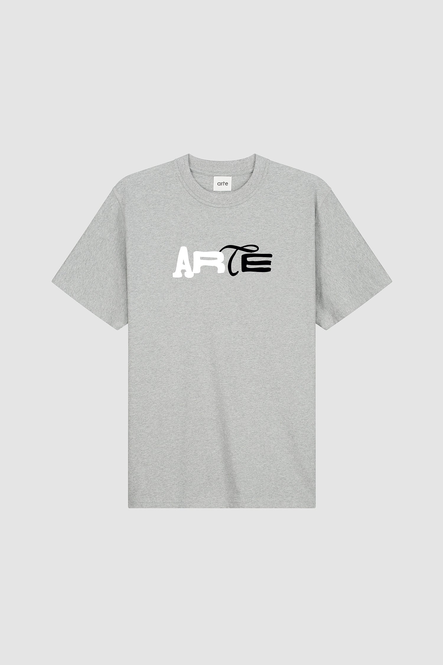 Duo Print Logo T-shirt in Grey, front view