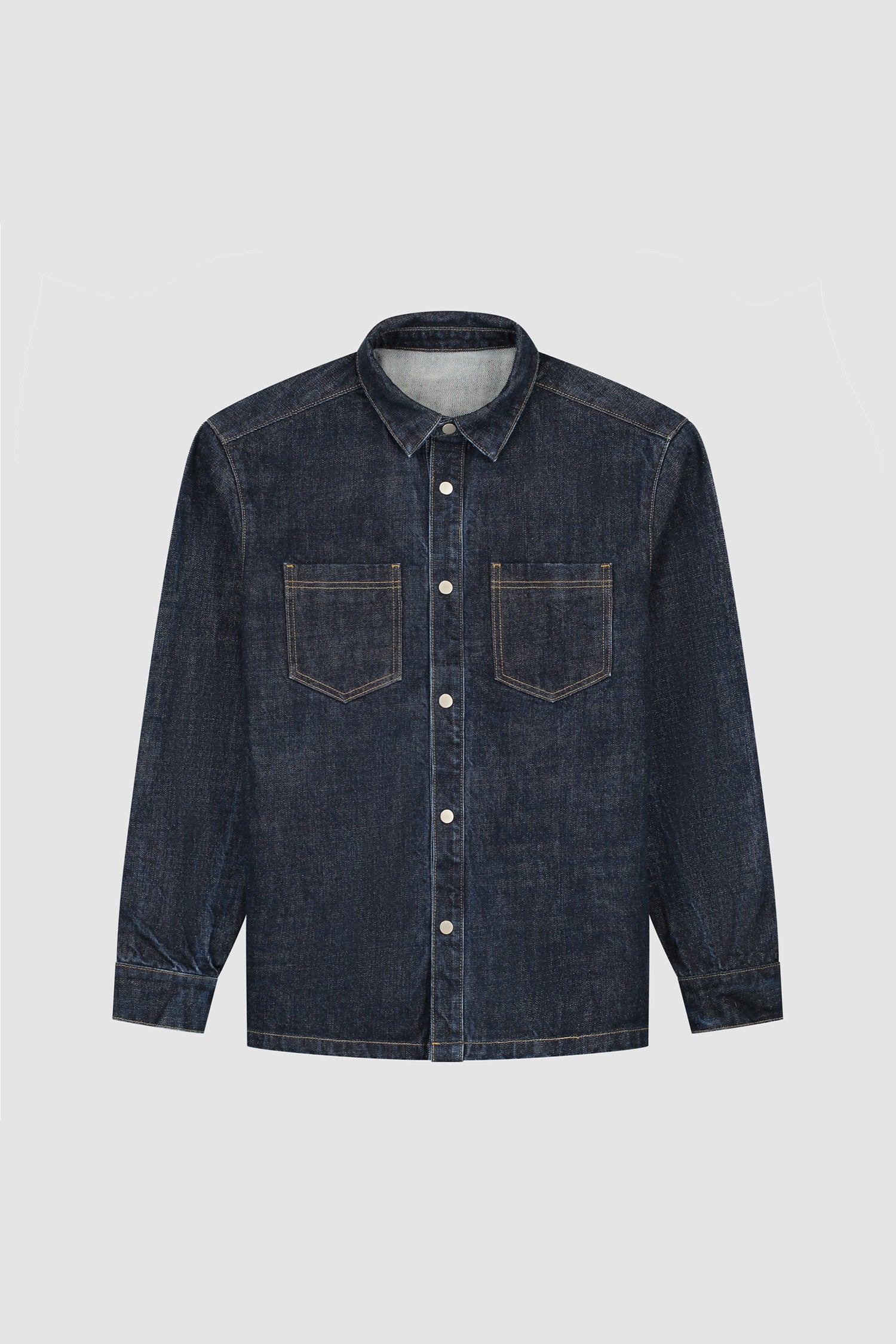 Oversized Denim Shirt in Dark Wash, front view