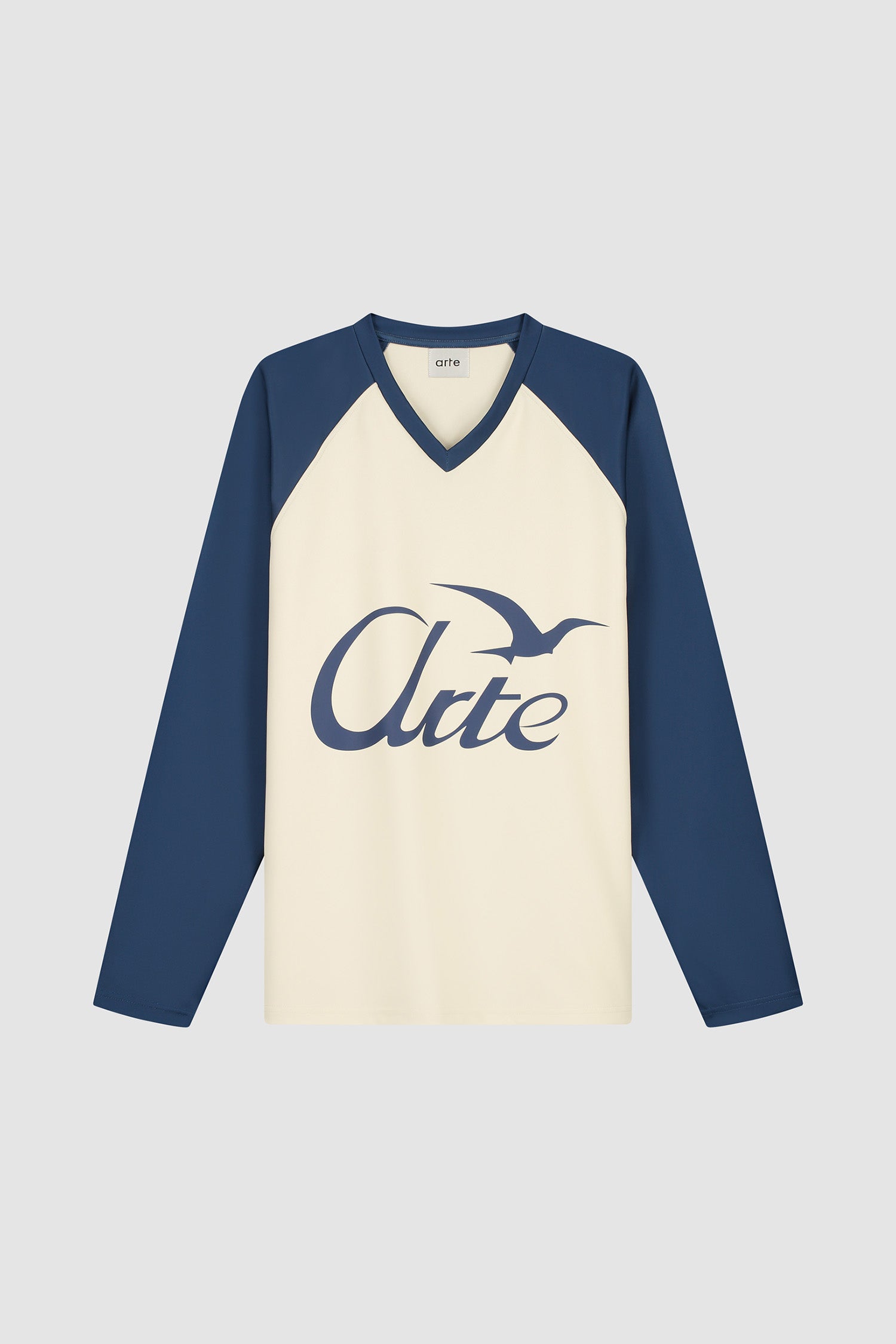 Bird Logo Longsleeve in Navy/Cream, front view