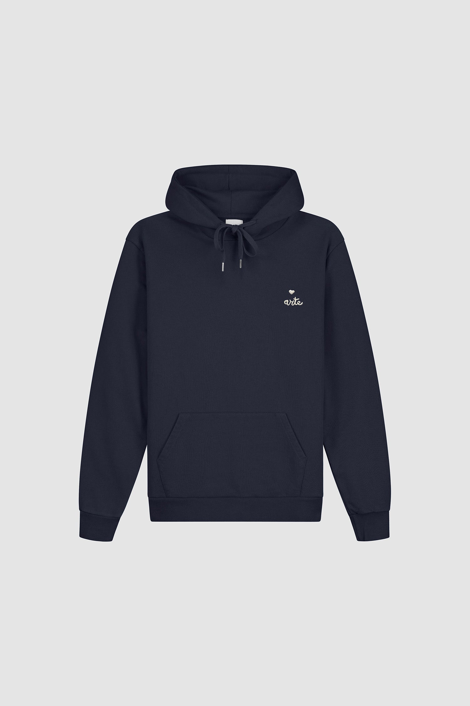 Heart Logo Hoodie in Navy, front view