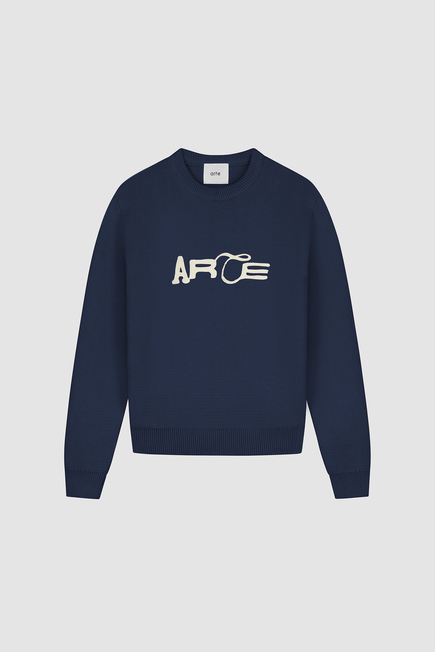 Logo Knit Sweater in Navy, front view