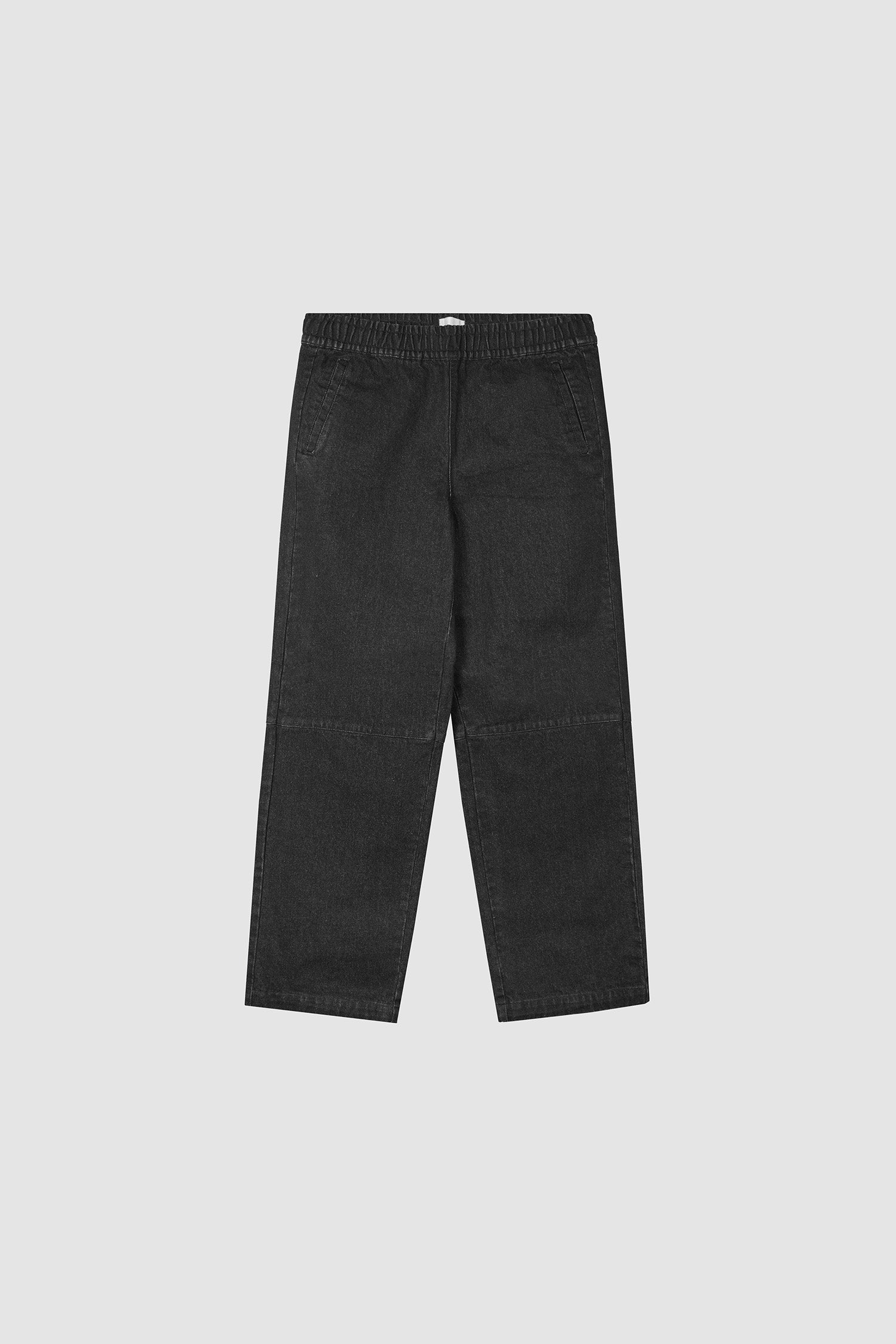 Denim Tech Pants in Black, front view