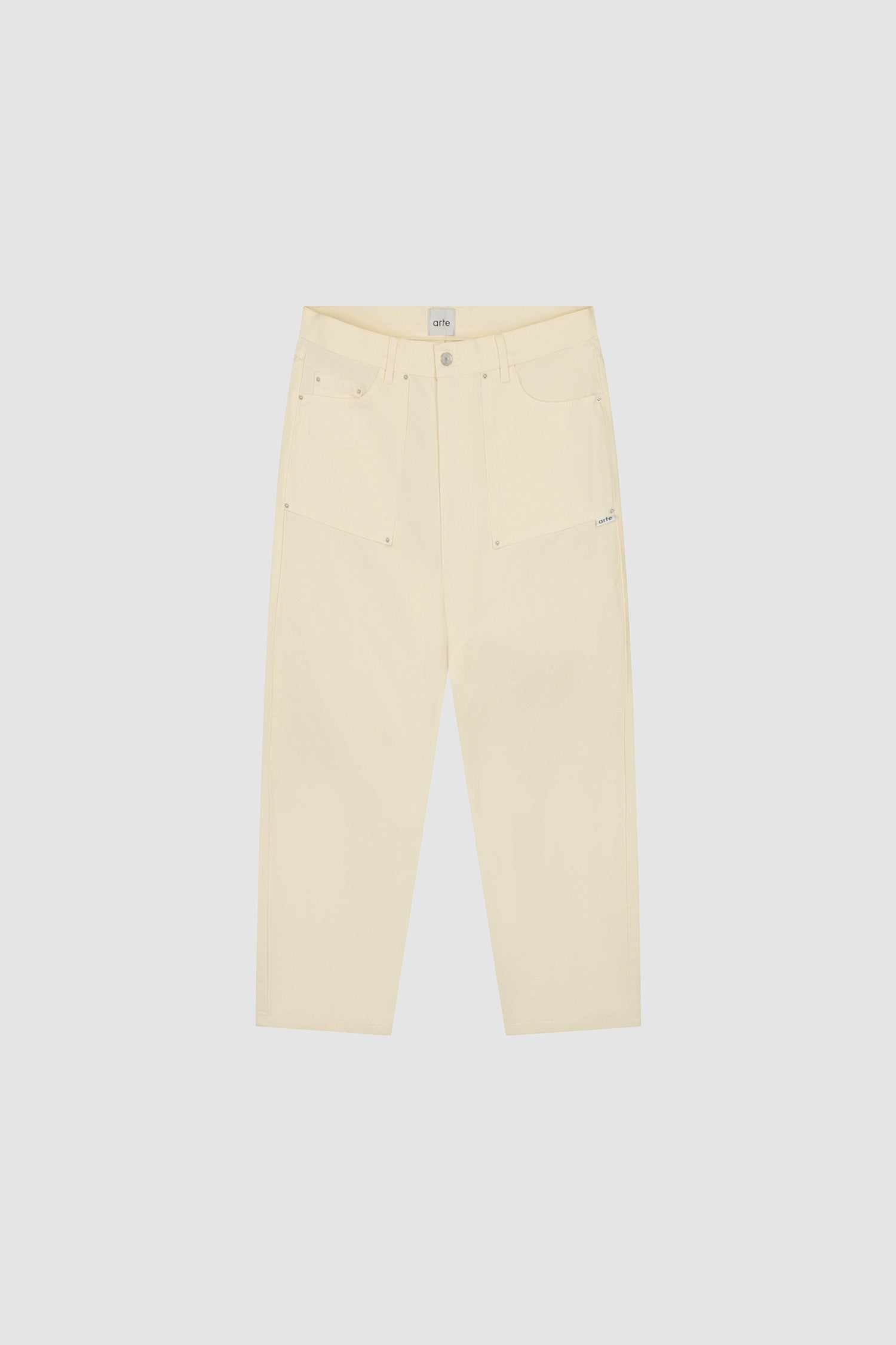 Ripstop Fabric Pants in Cream, front view
