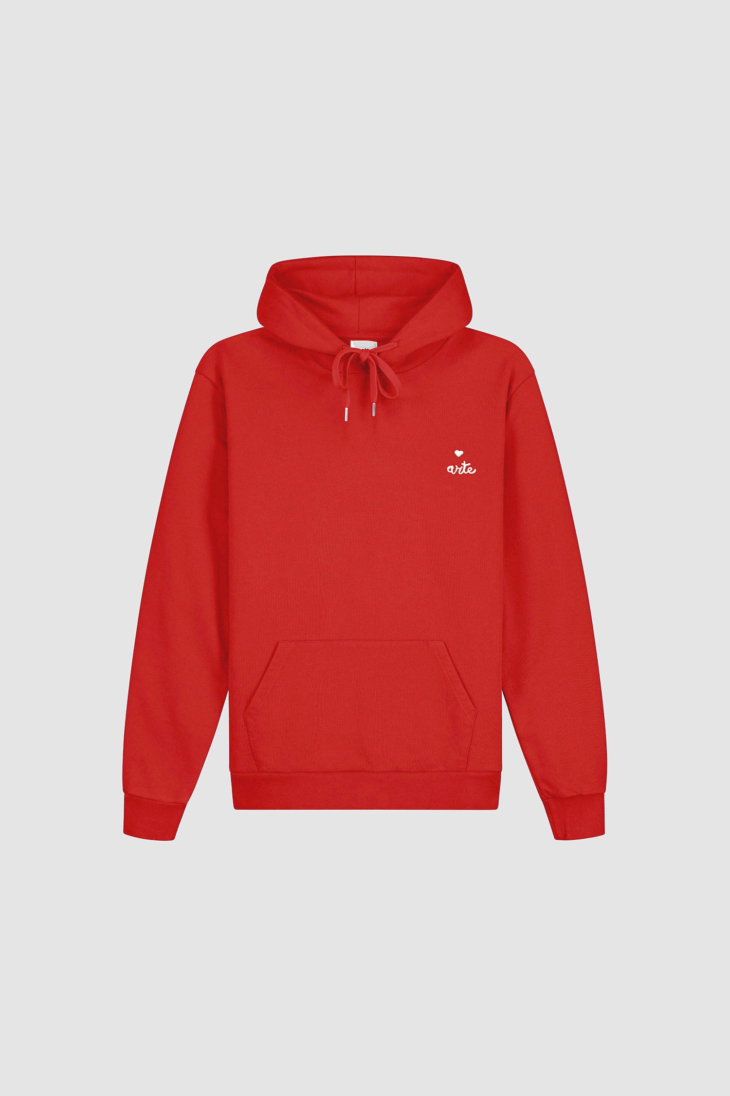 Heart Logo Hoodie in Red, front view