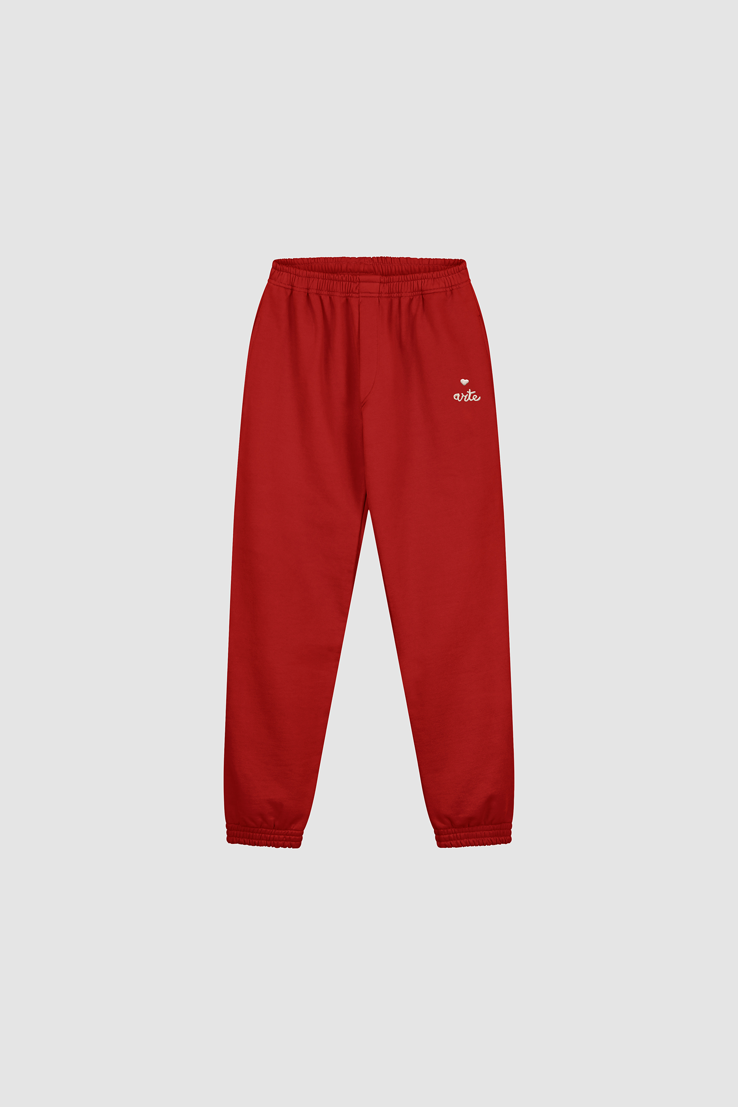 Heart Logo Sweatpants in Red, front view