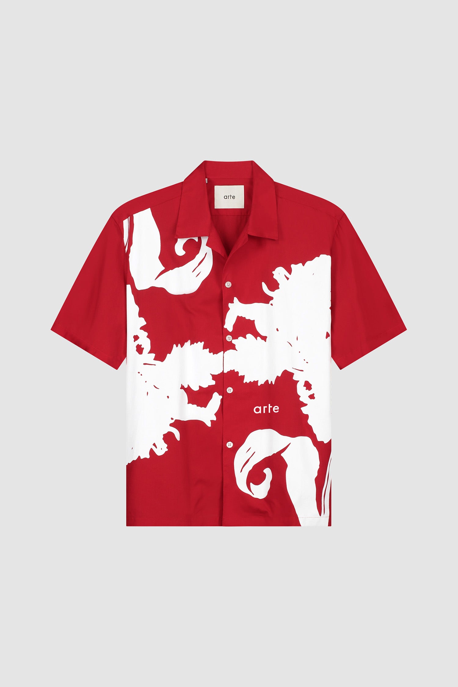 Big Flower Shirt in Red/White, front view