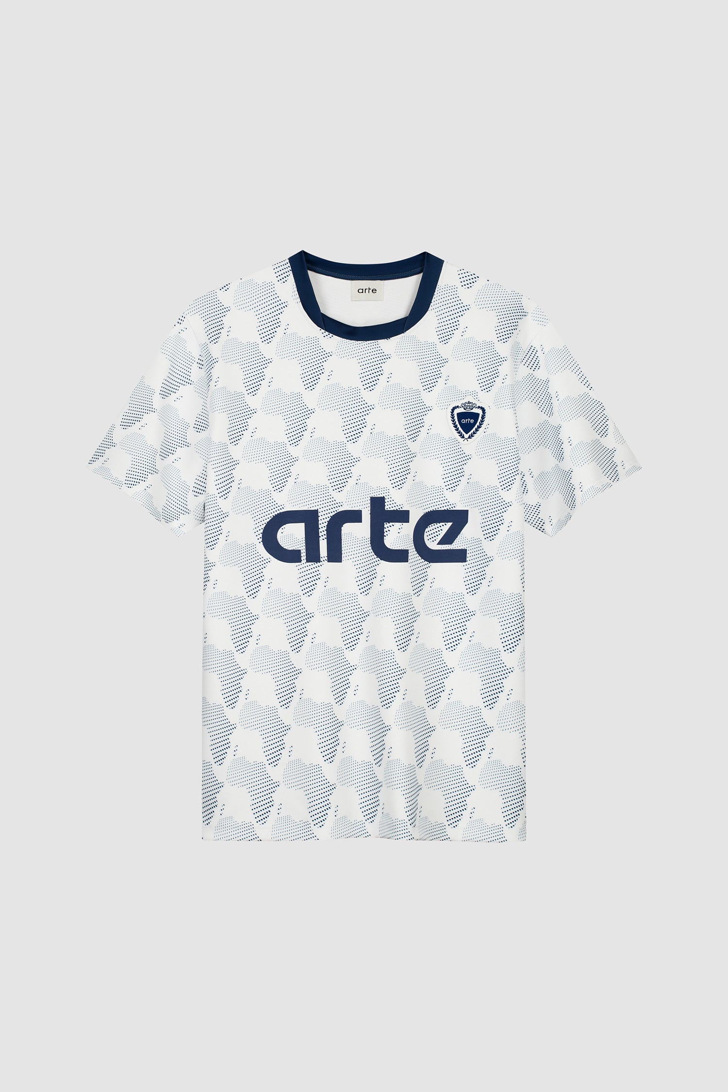 Footbal Shirt in White/Navy, front view