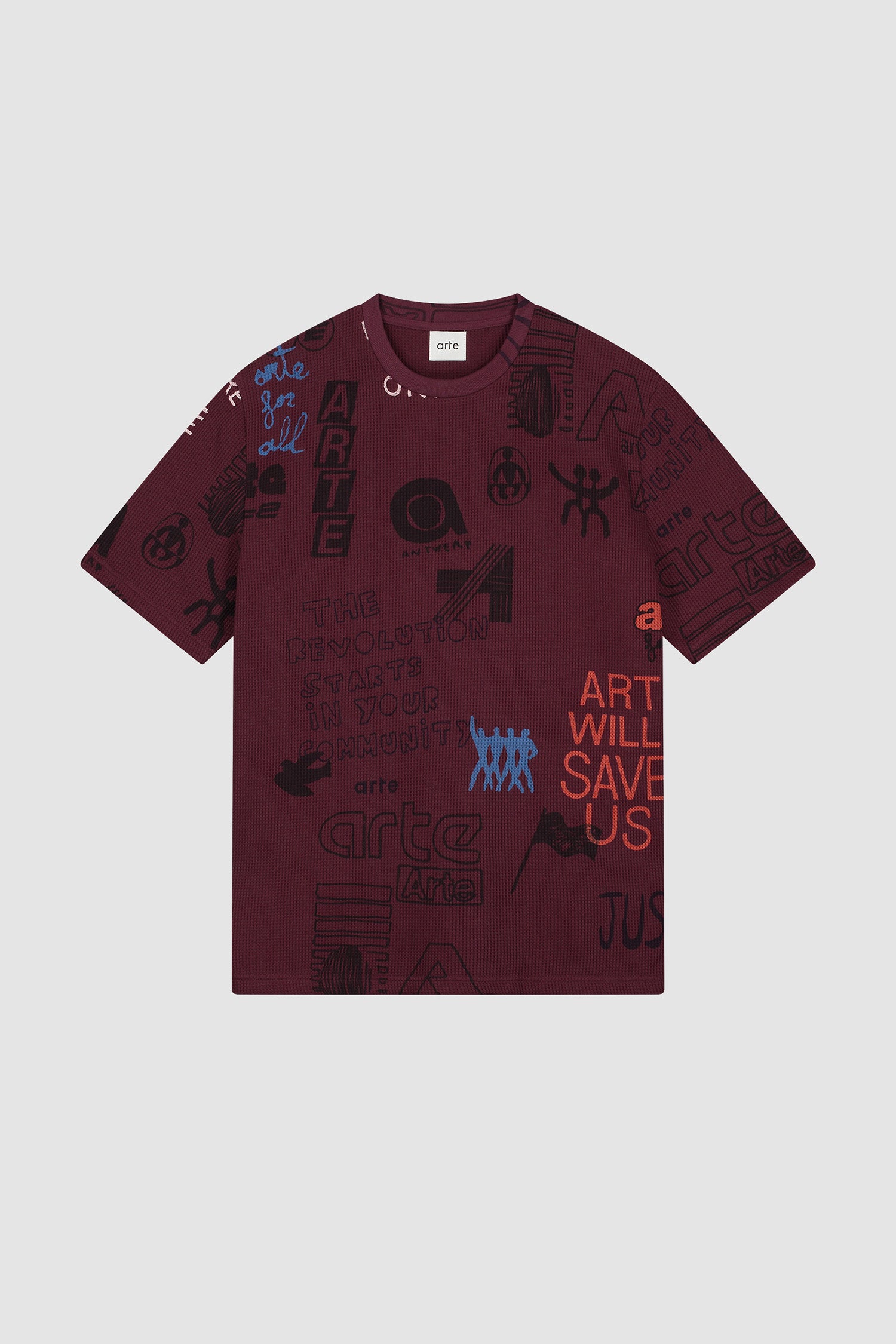 T-shirt Waffle en Bordeaux, vue de face