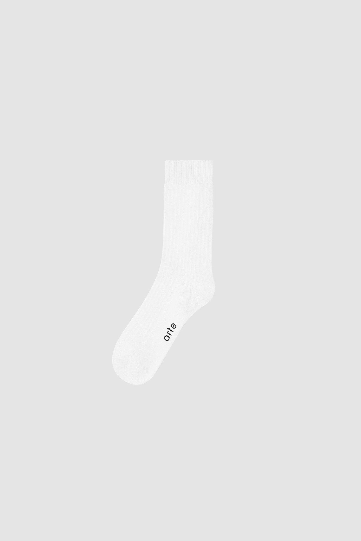 Bottom Logo Socks in White, front view