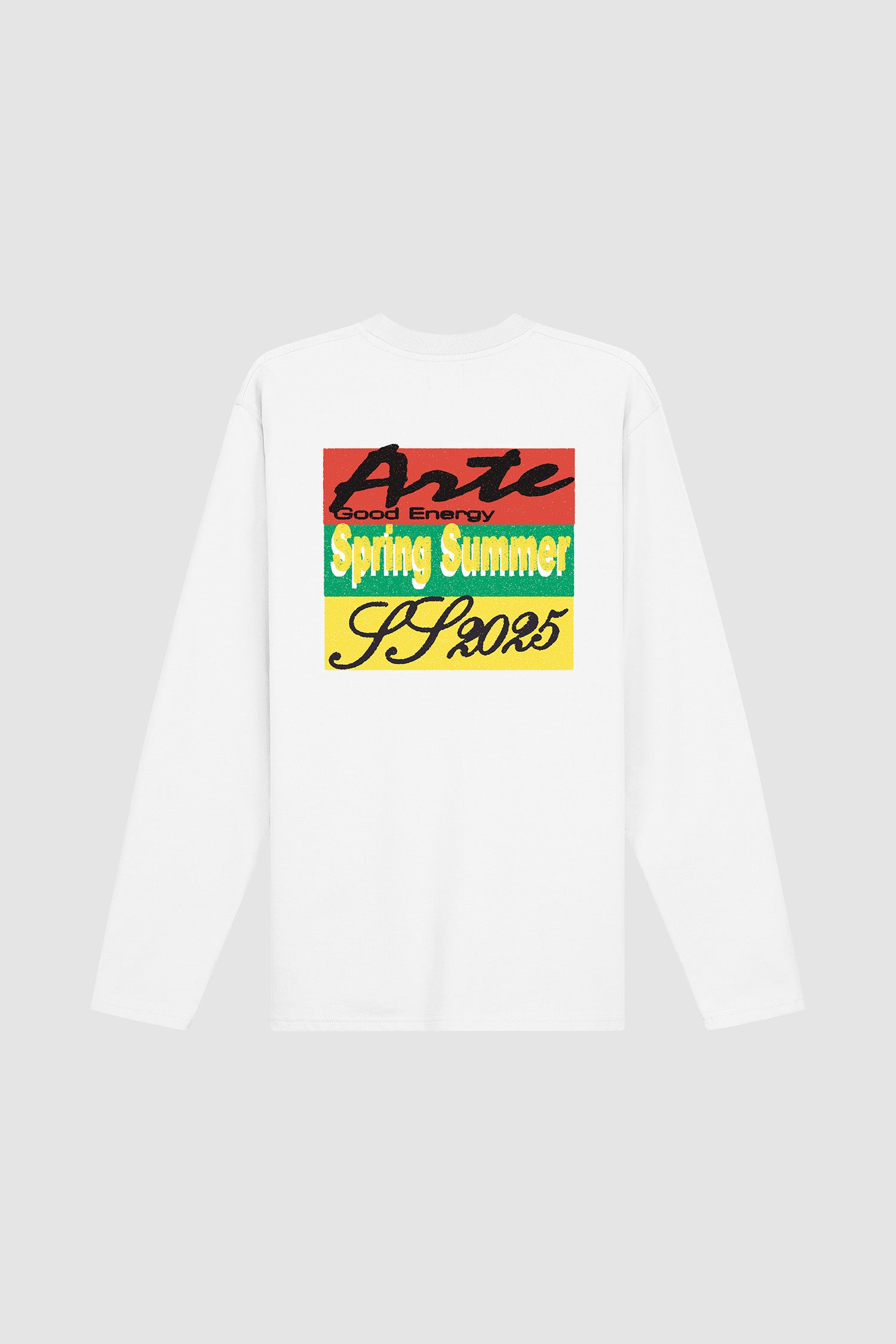 Color Print Longsleeve in White, front view