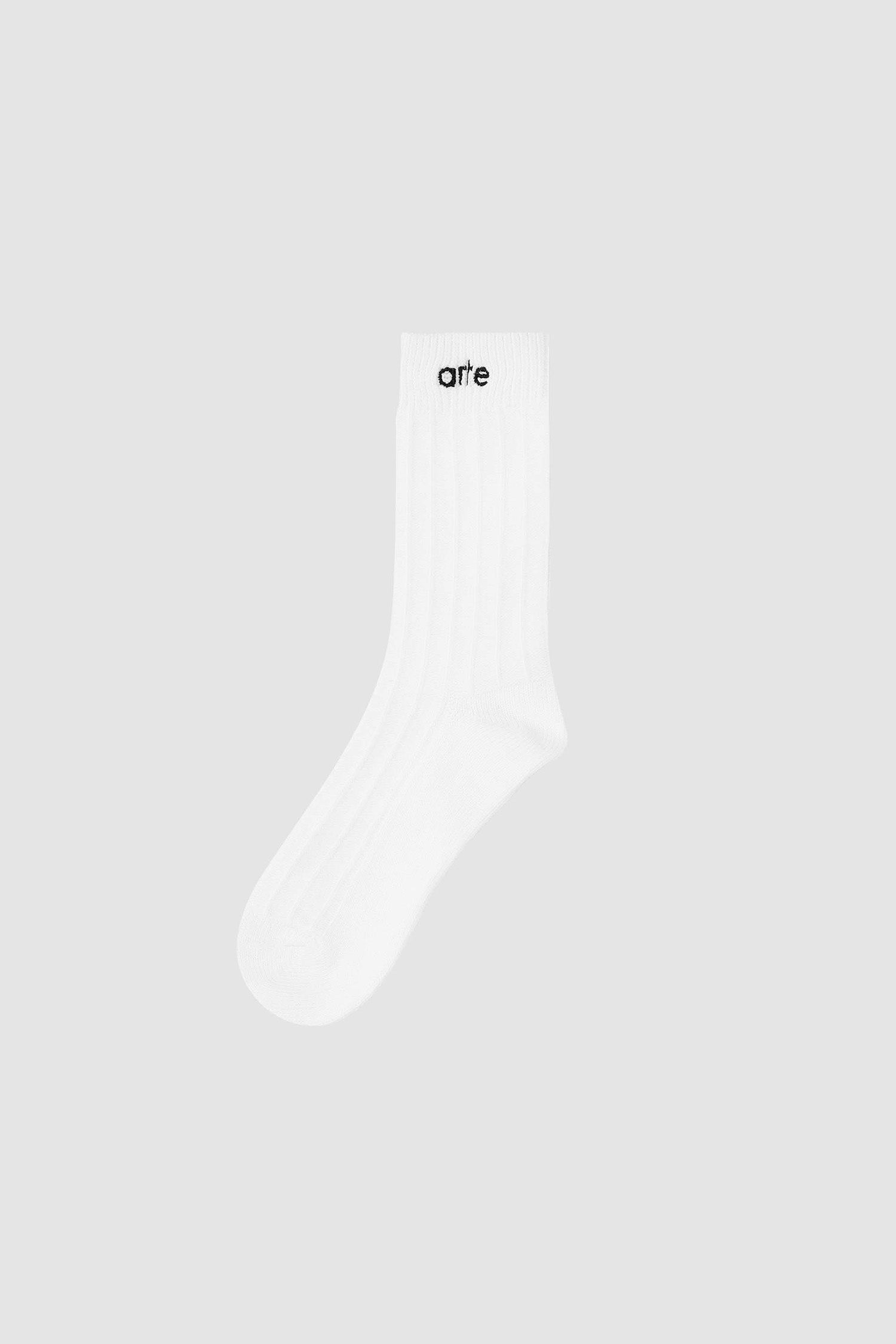 Line Socks in White, front view