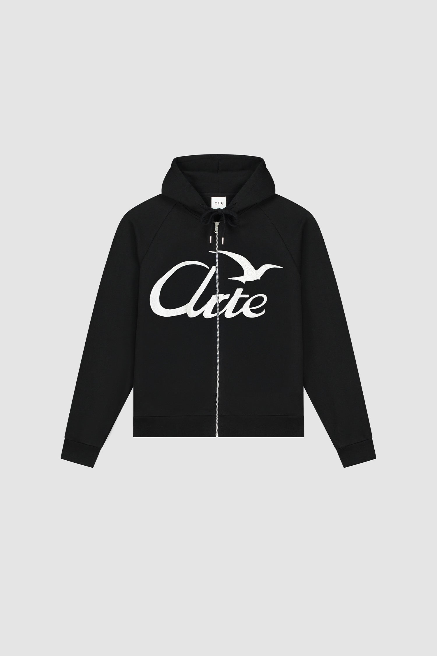 Zipper Hoodie in Black, front view
