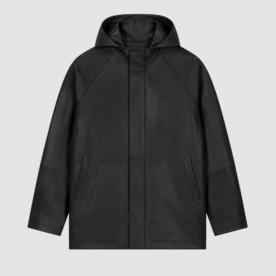 Leather Rain Coat - Black