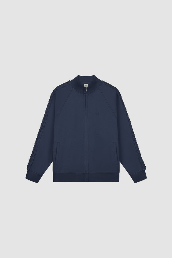 Flora Trim Track Jacket in Navy, Front view